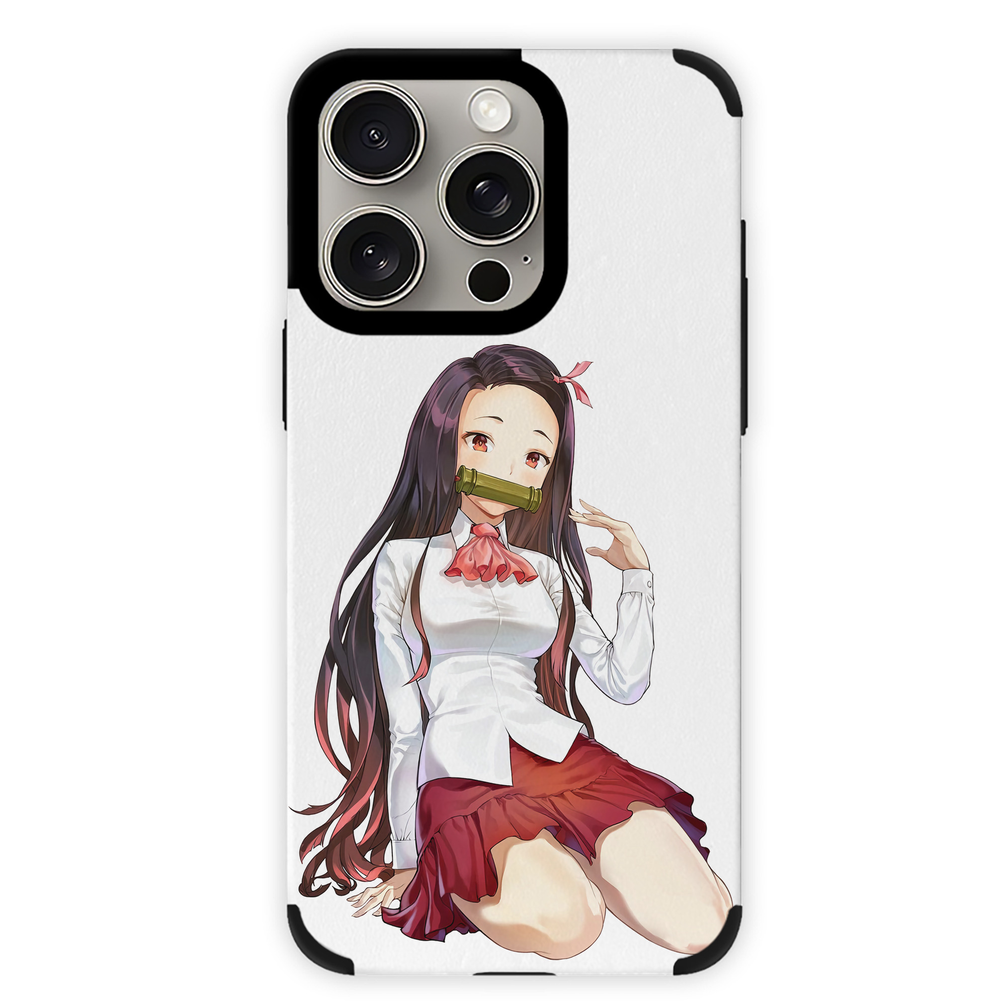 （画像用） 鬼滅の刃（きめつのやいば）竈門 禰󠄀豆子／かまど ねずこ Kamado Nezuko 【iPhone15ProMax対応】 PUレザー スマホケース 耐衝撃＆黄変防止