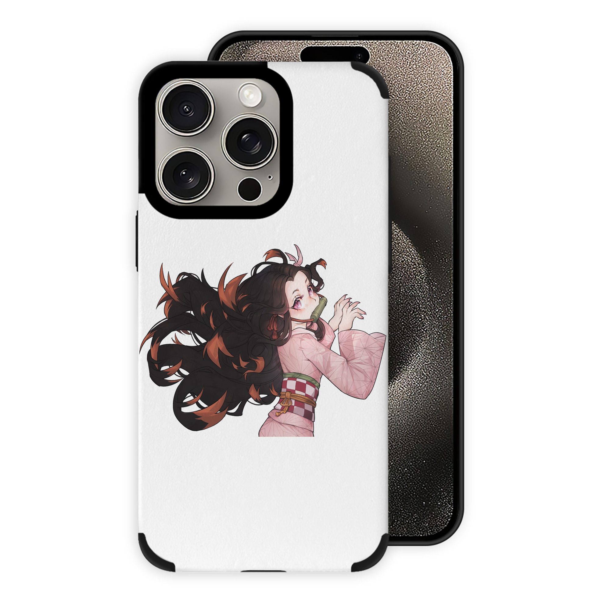 （画像用） 鬼滅の刃（きめつのやいば）竈門 禰󠄀豆子／かまど ねずこ Kamado Nezuko 【iPhone15ProMax対応】 PUレザー スマホケース 耐衝撃＆黄変防止