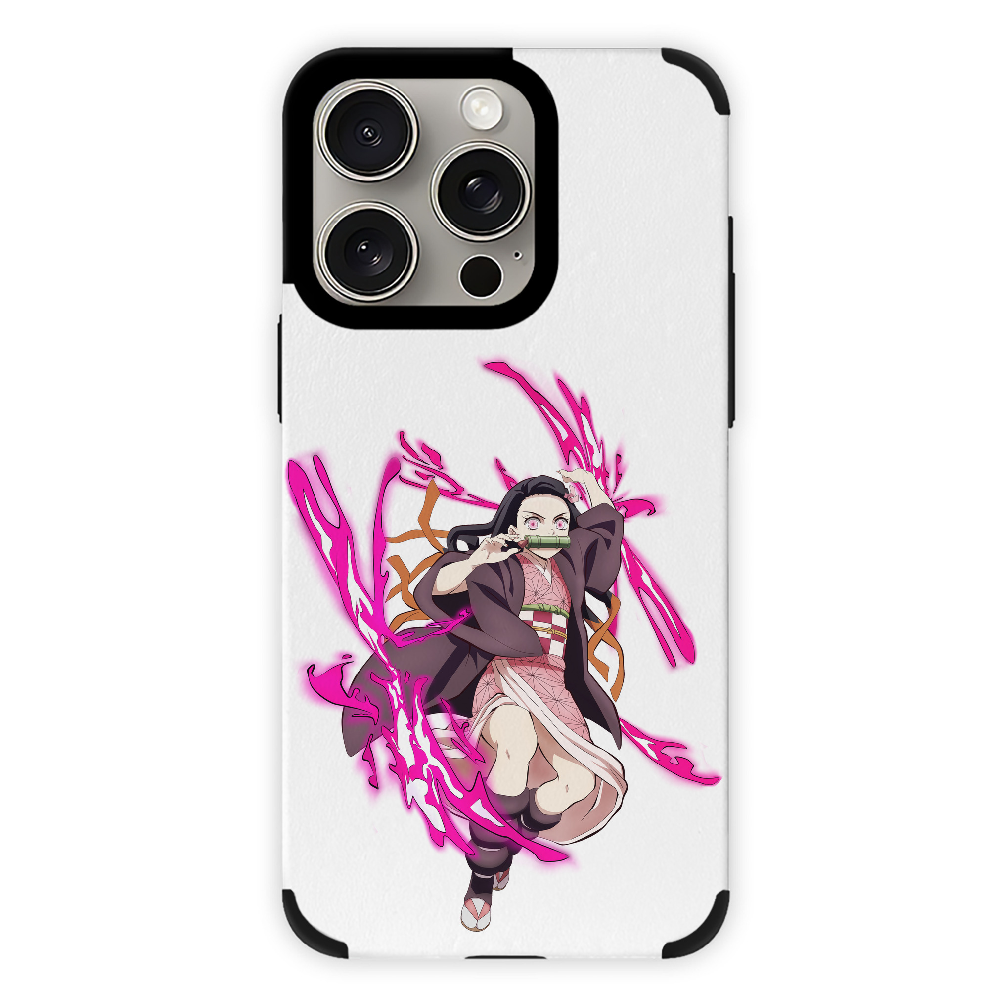 （画像用） 鬼滅の刃（きめつのやいば）竈門 禰󠄀豆子／かまど ねずこ Kamado Nezuko 【iPhone15ProMax対応】 PUレザー スマホケース 耐衝撃＆黄変防止