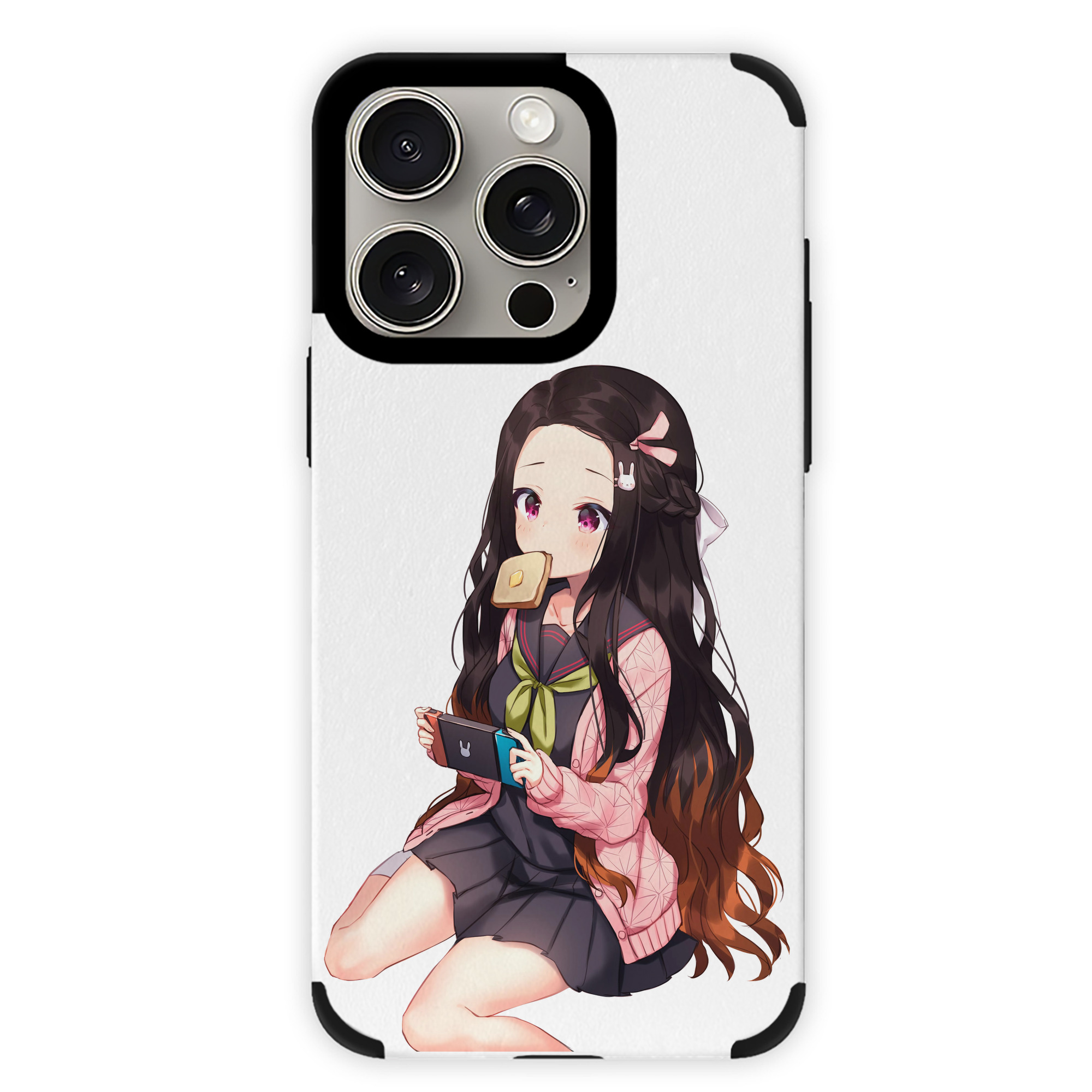 （画像用） 鬼滅の刃（きめつのやいば）竈門 禰󠄀豆子／かまど ねずこ Kamado Nezuko 【iPhone15ProMax対応】 PUレザー スマホケース 耐衝撃＆黄変防止