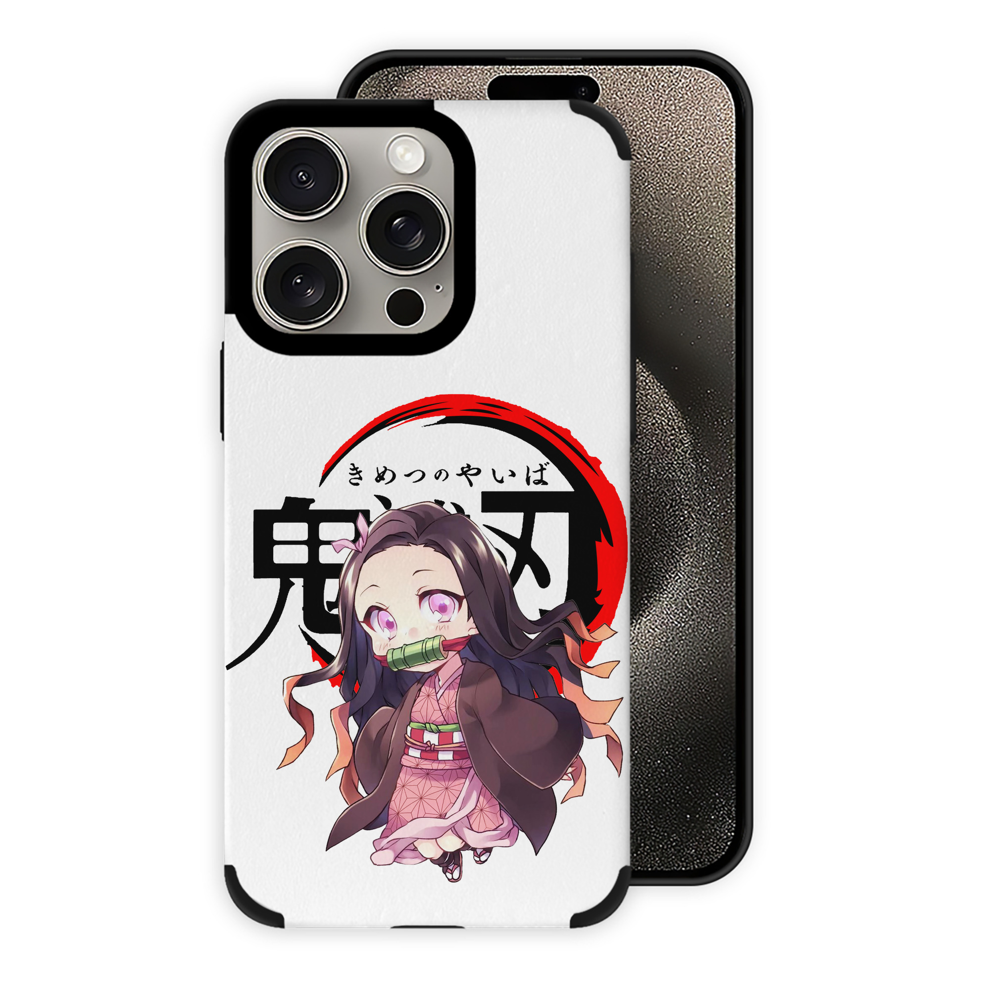 （画像用） 鬼滅の刃（きめつのやいば）竈門 禰󠄀豆子／かまど ねずこ Kamado Nezuko 【iPhone15ProMax対応】 PUレザー スマホケース 耐衝撃＆黄変防止