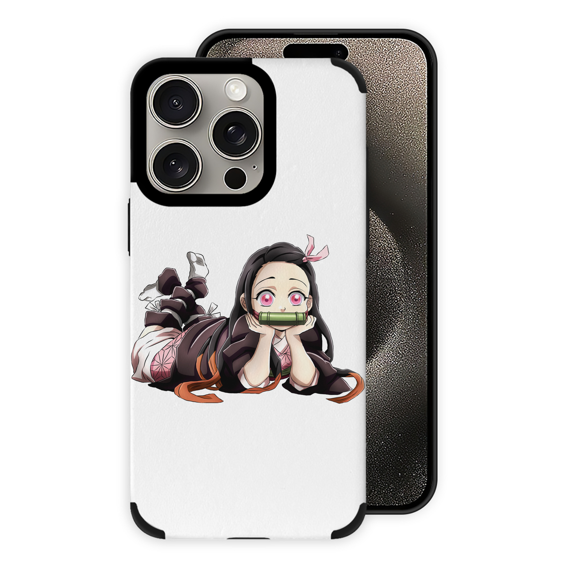 （画像用） 鬼滅の刃（きめつのやいば）竈門 禰󠄀豆子／かまど ねずこ Kamado Nezuko 【iPhone15ProMax対応】 PUレザー スマホケース 耐衝撃＆黄変防止