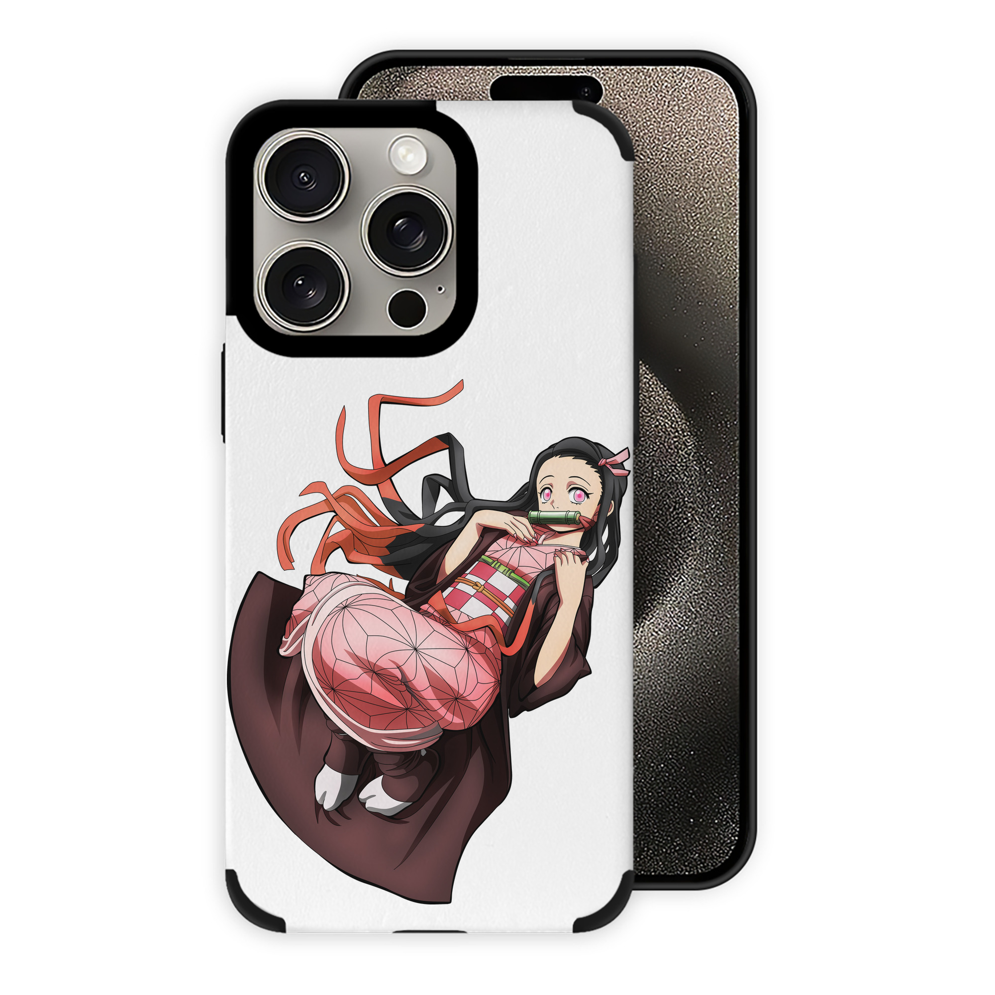 （画像用） 鬼滅の刃（きめつのやいば）竈門 禰󠄀豆子／かまど ねずこ Kamado Nezuko 【iPhone15ProMax対応】 PUレザー スマホケース 耐衝撃＆黄変防止