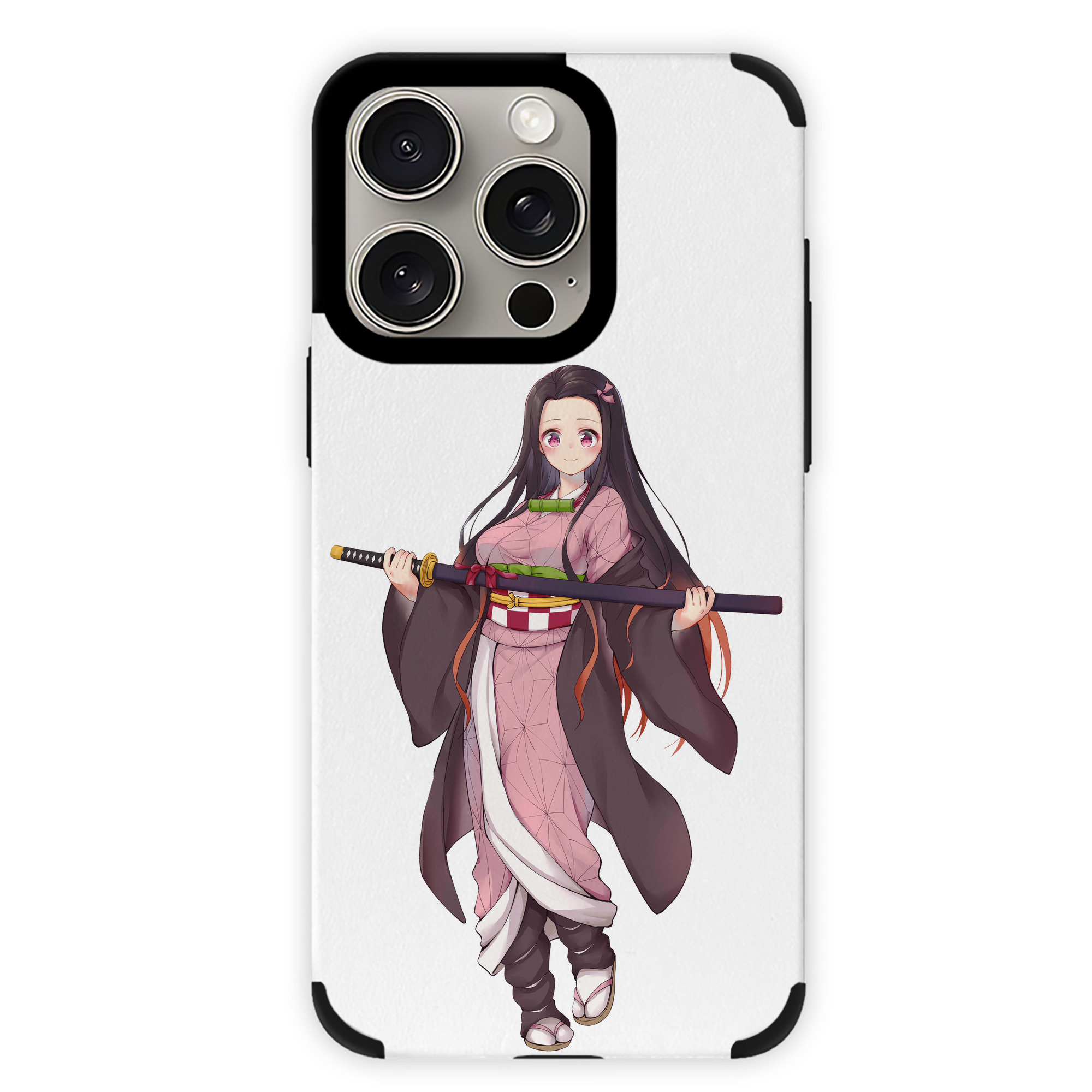 （画像用） 鬼滅の刃（きめつのやいば）竈門 禰󠄀豆子／かまど ねずこ Kamado Nezuko 【iPhone15ProMax対応】 PUレザー スマホケース 耐衝撃＆黄変防止
