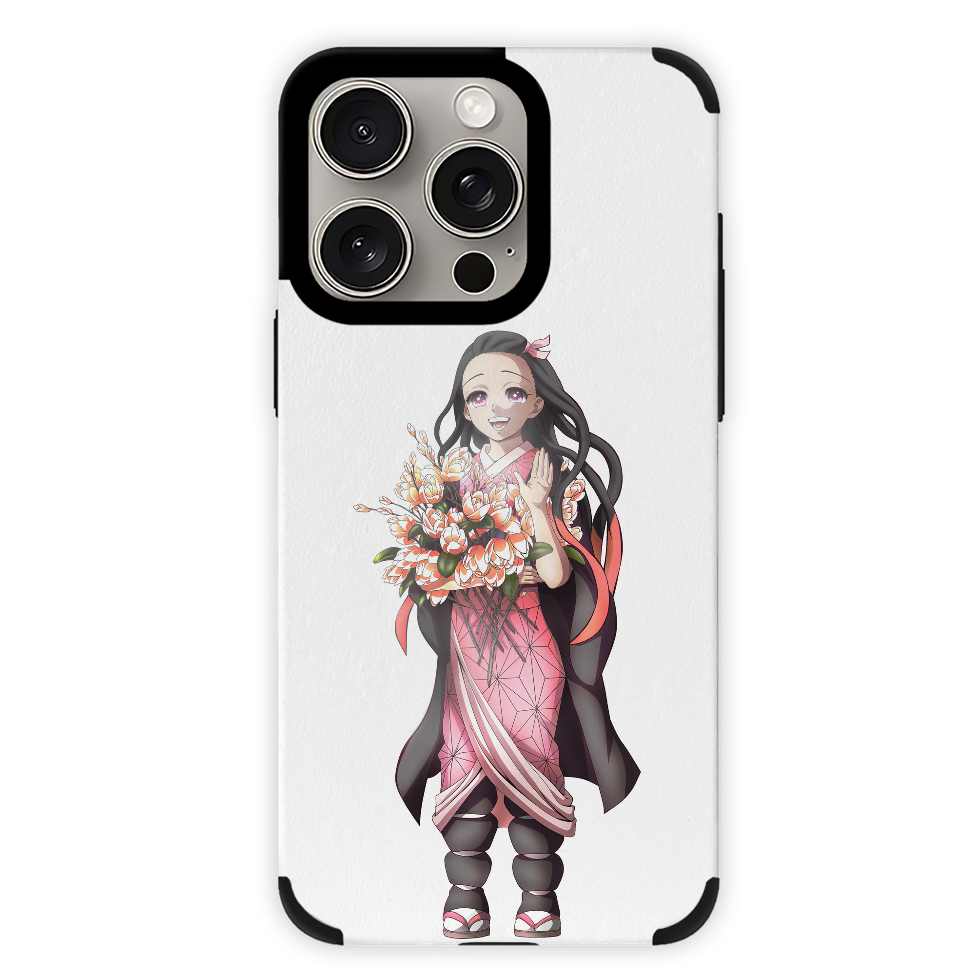 （画像用） 鬼滅の刃（きめつのやいば）竈門 禰󠄀豆子／かまど ねずこ Kamado Nezuko 【iPhone15ProMax対応】 PUレザー スマホケース 耐衝撃＆黄変防止