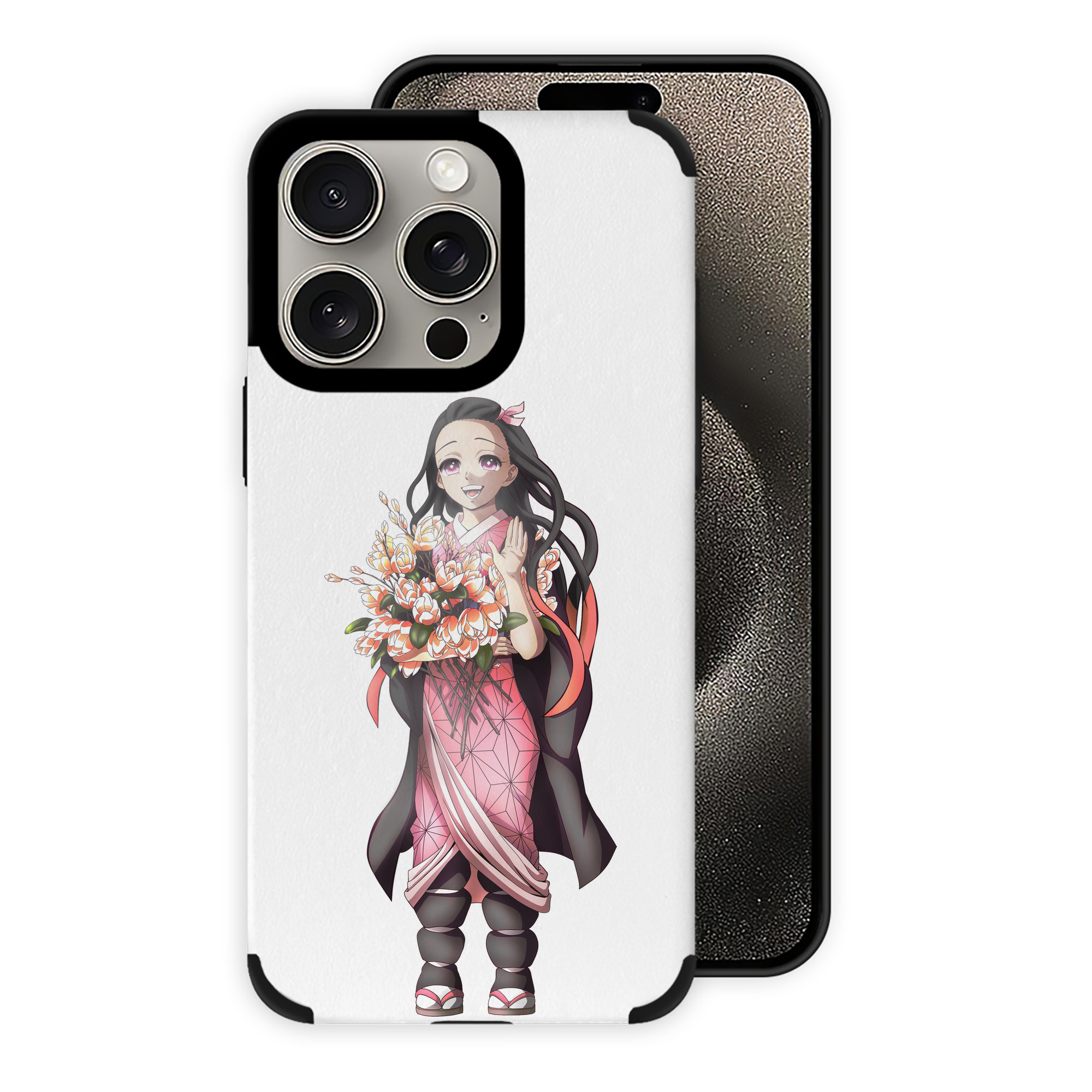 （画像用） 鬼滅の刃（きめつのやいば）竈門 禰󠄀豆子／かまど ねずこ Kamado Nezuko 【iPhone15ProMax対応】 PUレザー スマホケース 耐衝撃＆黄変防止