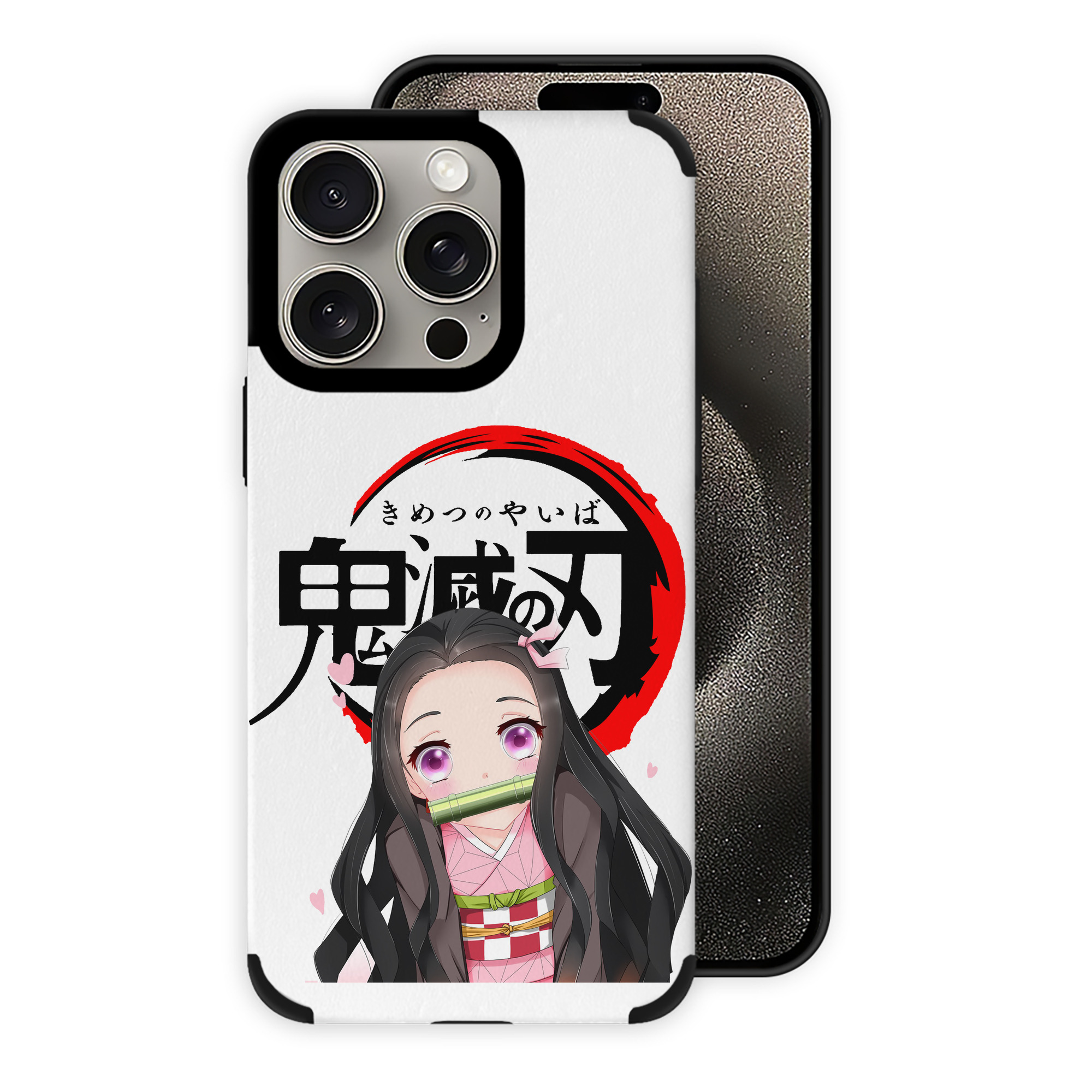 （画像用） 鬼滅の刃（きめつのやいば）竈門 禰󠄀豆子／かまど ねずこ Kamado Nezuko 【iPhone15ProMax対応】 PUレザー スマホケース 耐衝撃＆黄変防止