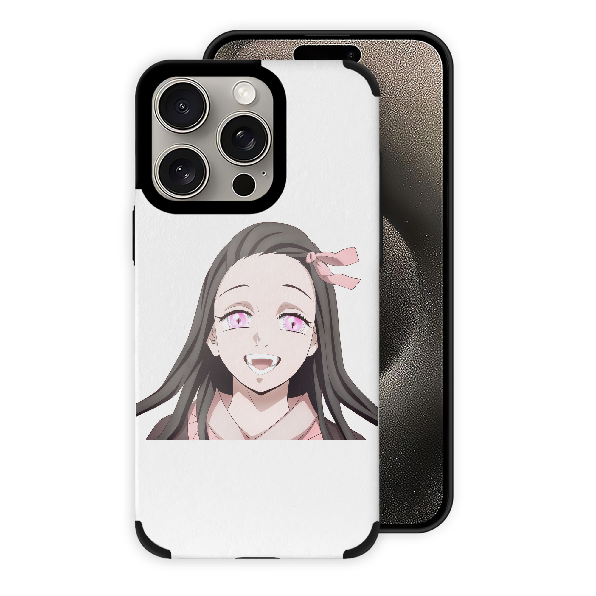 （画像用） 鬼滅の刃（きめつのやいば）竈門 禰󠄀豆子／かまど ねずこ Kamado Nezuko 【iPhone15ProMax対応】 PUレザー スマホケース 耐衝撃＆黄変防止