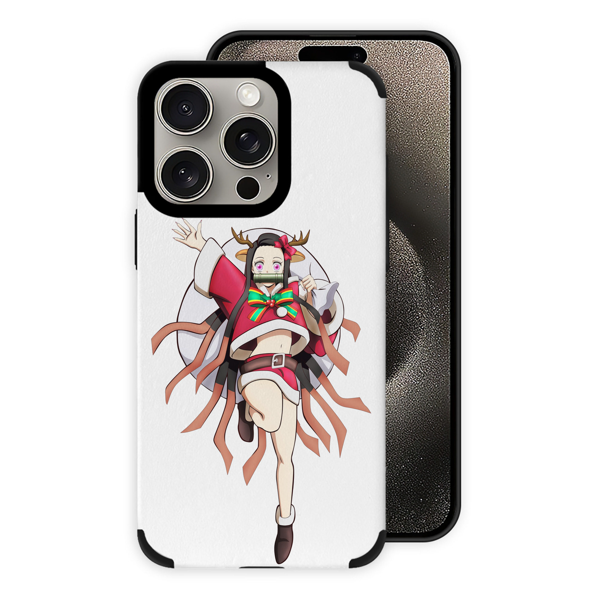 （画像用） 鬼滅の刃（きめつのやいば）竈門 禰󠄀豆子／かまど ねずこ Kamado Nezuko 【iPhone15ProMax対応】 PUレザー スマホケース 耐衝撃＆黄変防止