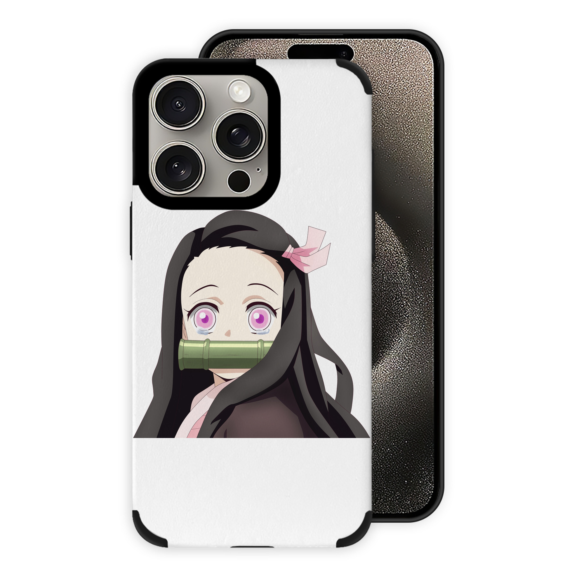 （画像用） 鬼滅の刃（きめつのやいば）竈門 禰󠄀豆子／かまど ねずこ Kamado Nezuko 【iPhone15ProMax対応】 PUレザー スマホケース 耐衝撃＆黄変防止