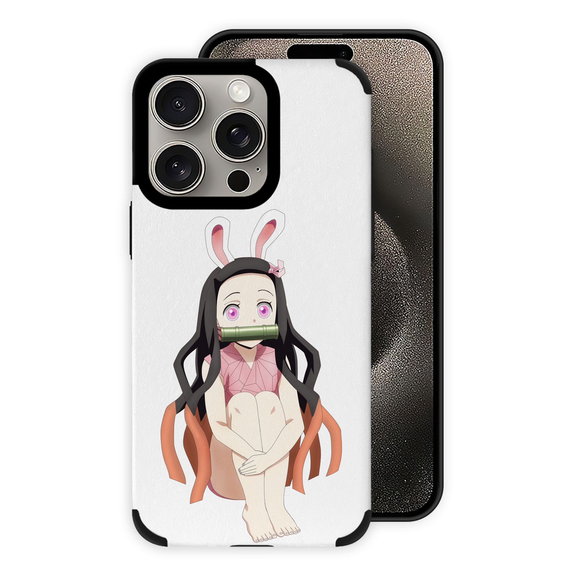 （画像用） 鬼滅の刃（きめつのやいば）竈門 禰󠄀豆子／かまど ねずこ Kamado Nezuko 【iPhone15ProMax対応】 PUレザー スマホケース 耐衝撃＆黄変防止