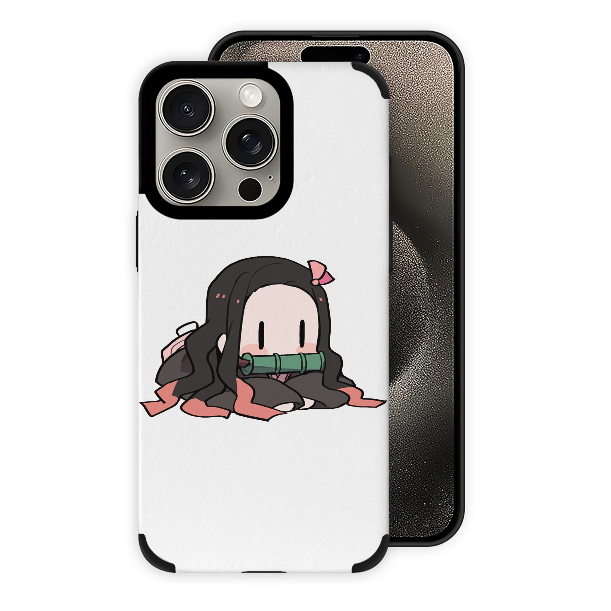 （画像用） 鬼滅の刃（きめつのやいば）竈門 禰󠄀豆子／かまど ねずこ Kamado Nezuko 【iPhone15ProMax対応】 PUレザー スマホケース 耐衝撃＆黄変防止