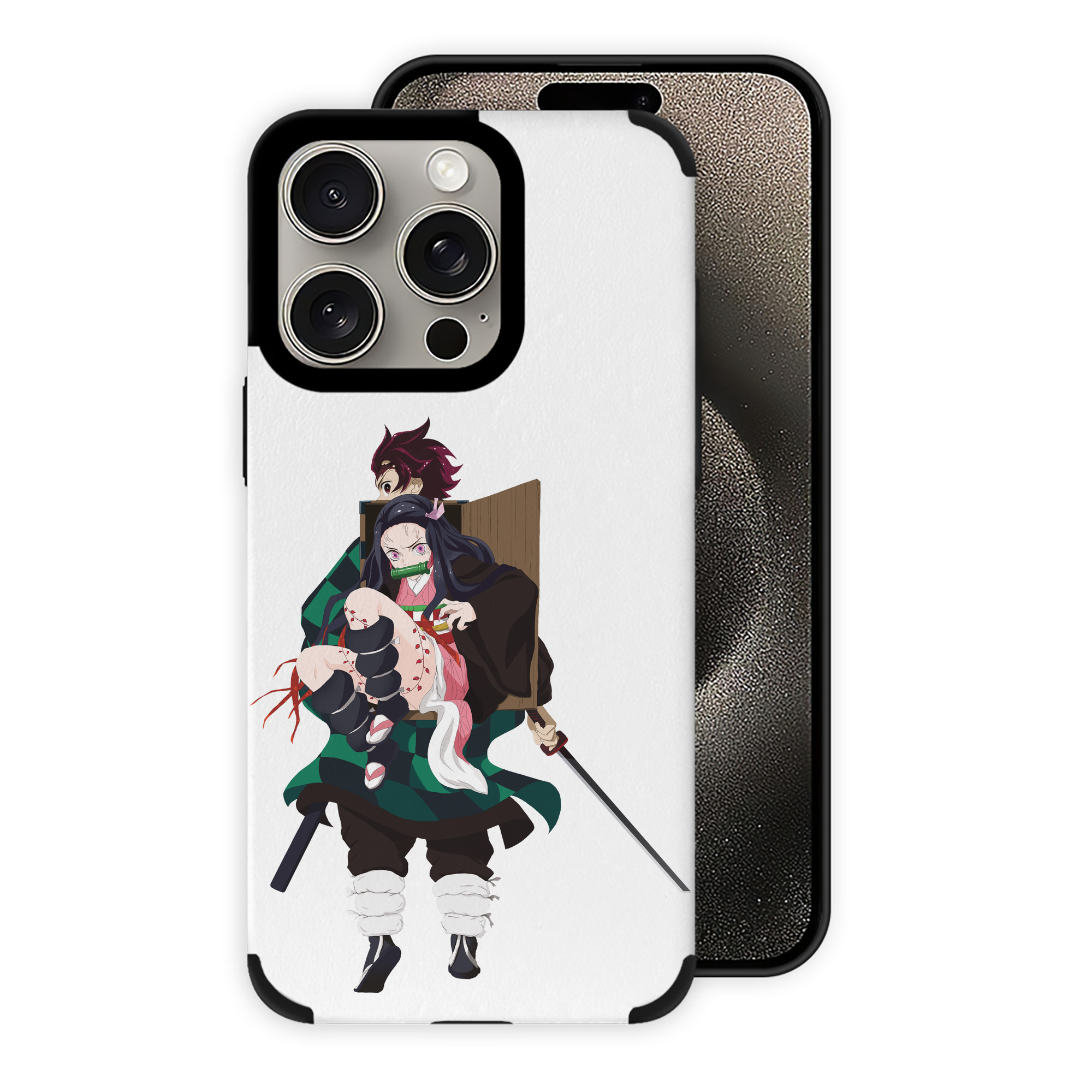 （画像用） 鬼滅の刃（きめつのやいば）竈門 禰󠄀豆子／かまど ねずこ Kamado Nezuko 【iPhone15ProMax対応】 PUレザー スマホケース 耐衝撃＆黄変防止