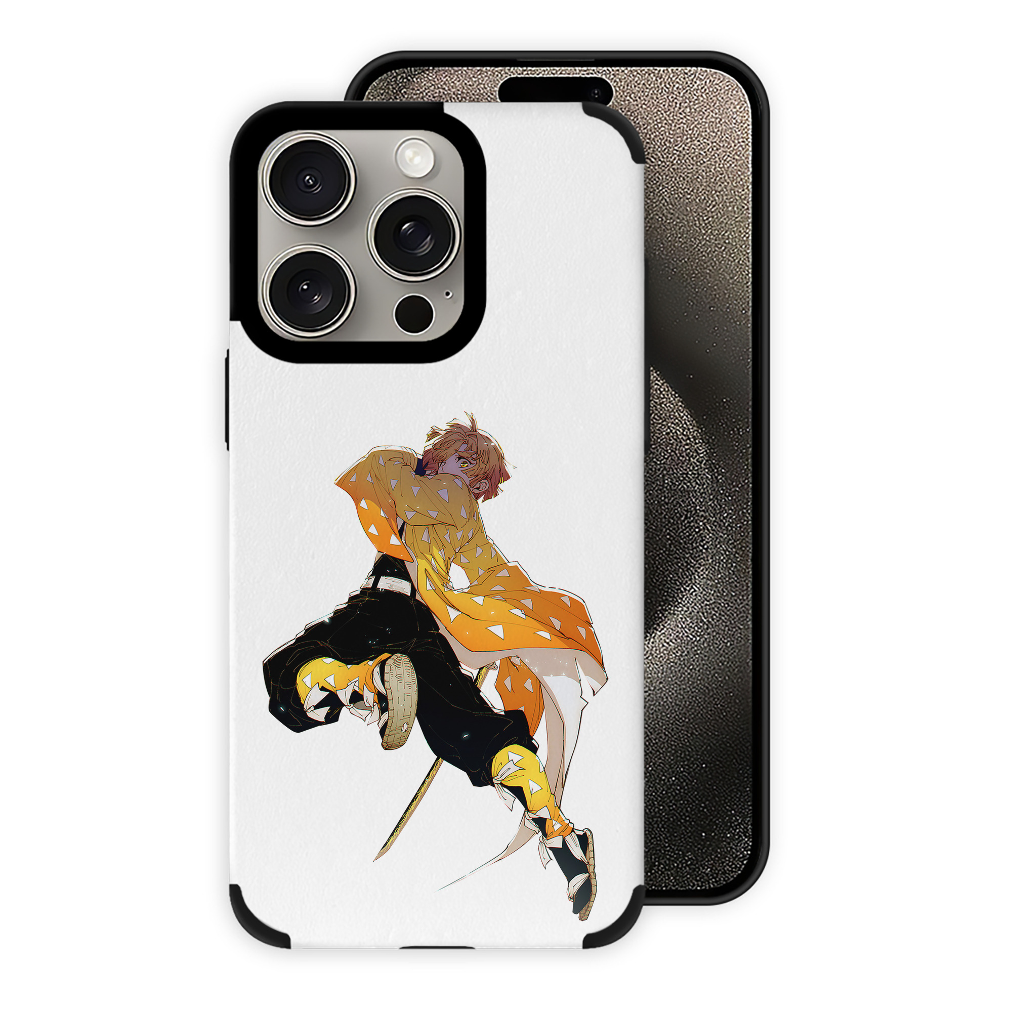 （画像用） 鬼滅の刃（きめつのやいば）我妻 善逸／あがつま ぜんいつ Agatsuma Zenitsu 【iPhone15ProMax対応】 PUレザー スマホケース 耐衝撃＆黄変防止