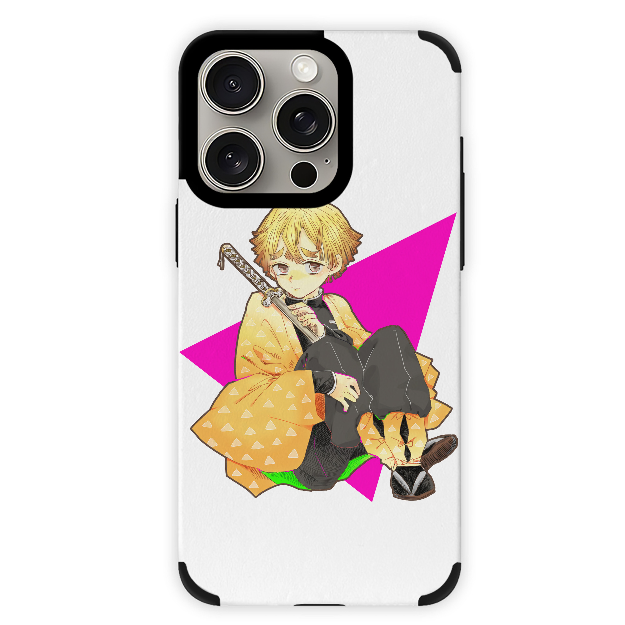 （画像用） 鬼滅の刃（きめつのやいば）我妻 善逸／あがつま ぜんいつ Agatsuma Zenitsu 【iPhone15ProMax対応】 PUレザー スマホケース 耐衝撃＆黄変防止