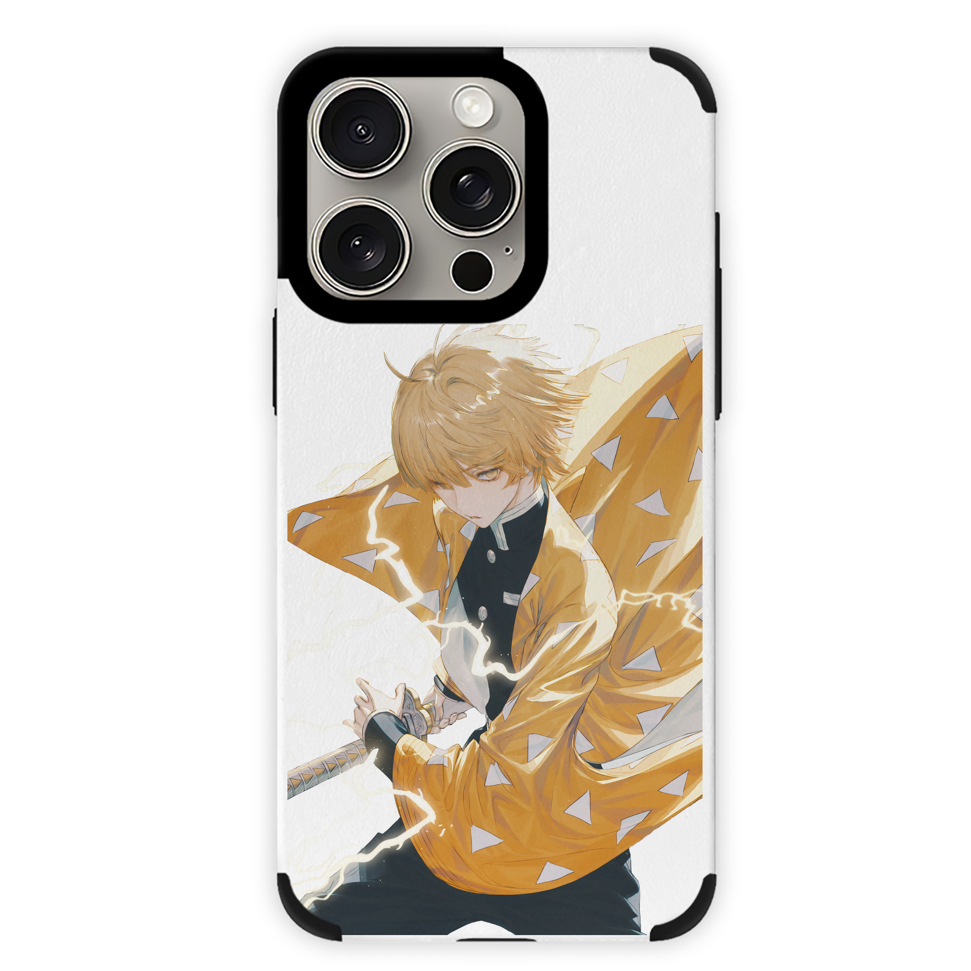 （画像用） 鬼滅の刃（きめつのやいば）我妻 善逸／あがつま ぜんいつ Agatsuma Zenitsu 【iPhone15ProMax対応】 PUレザー スマホケース 耐衝撃＆黄変防止