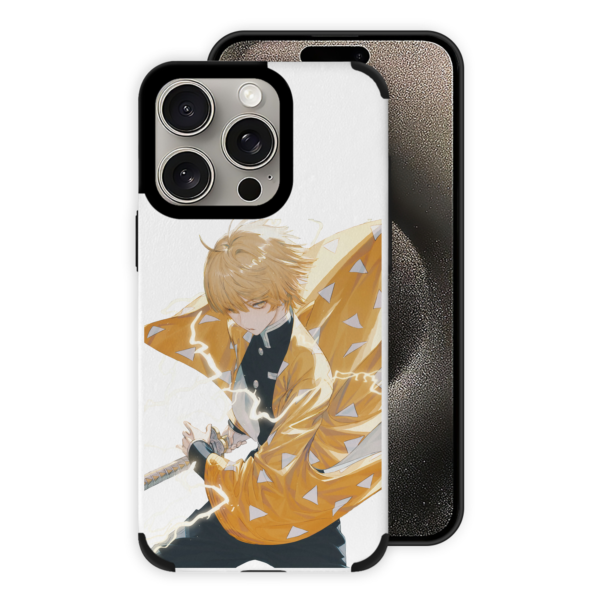 （画像用） 鬼滅の刃（きめつのやいば）我妻 善逸／あがつま ぜんいつ Agatsuma Zenitsu 【iPhone15ProMax対応】 PUレザー スマホケース 耐衝撃＆黄変防止