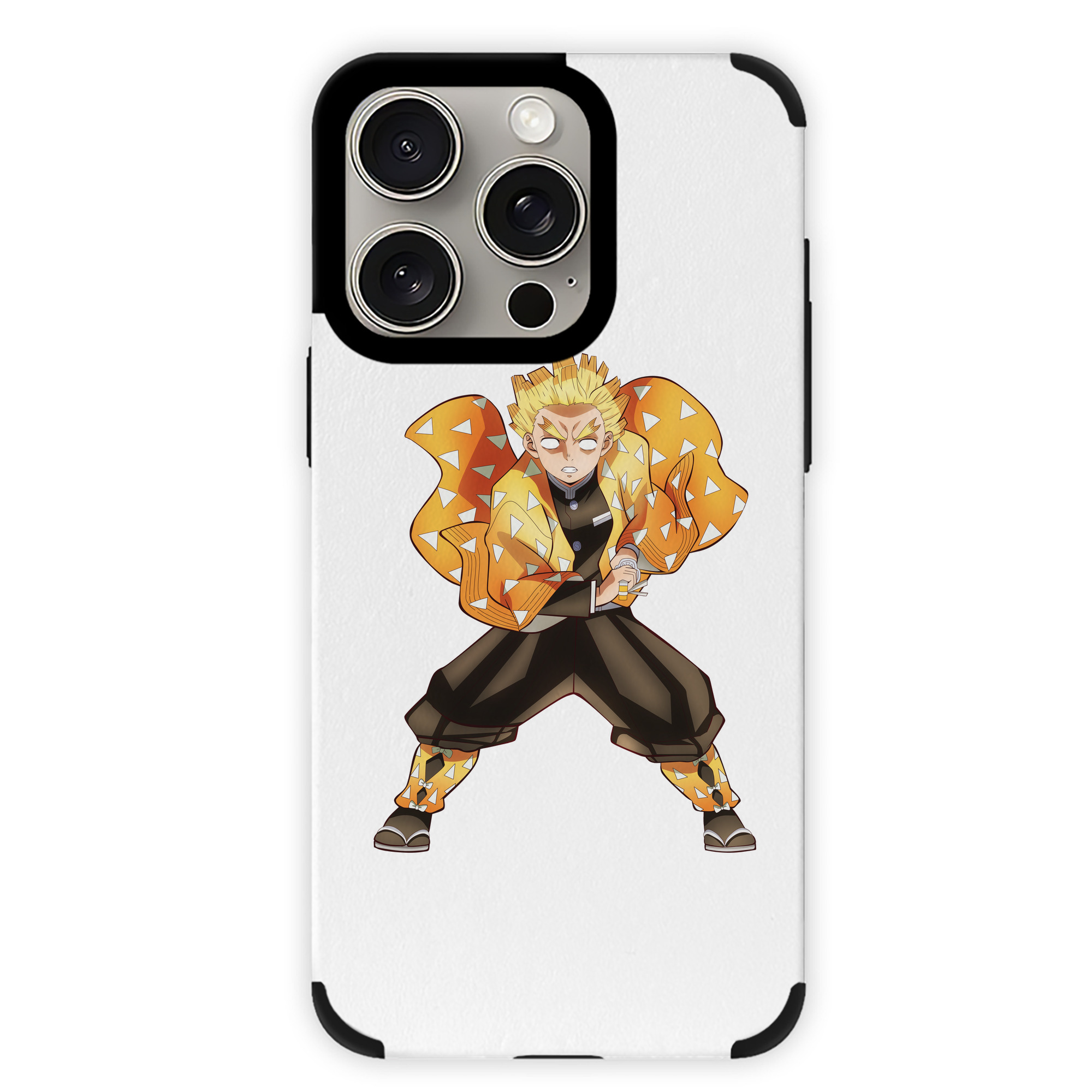 （画像用） 鬼滅の刃（きめつのやいば）我妻 善逸／あがつま ぜんいつ Agatsuma Zenitsu 【iPhone15ProMax対応】 PUレザー スマホケース 耐衝撃＆黄変防止