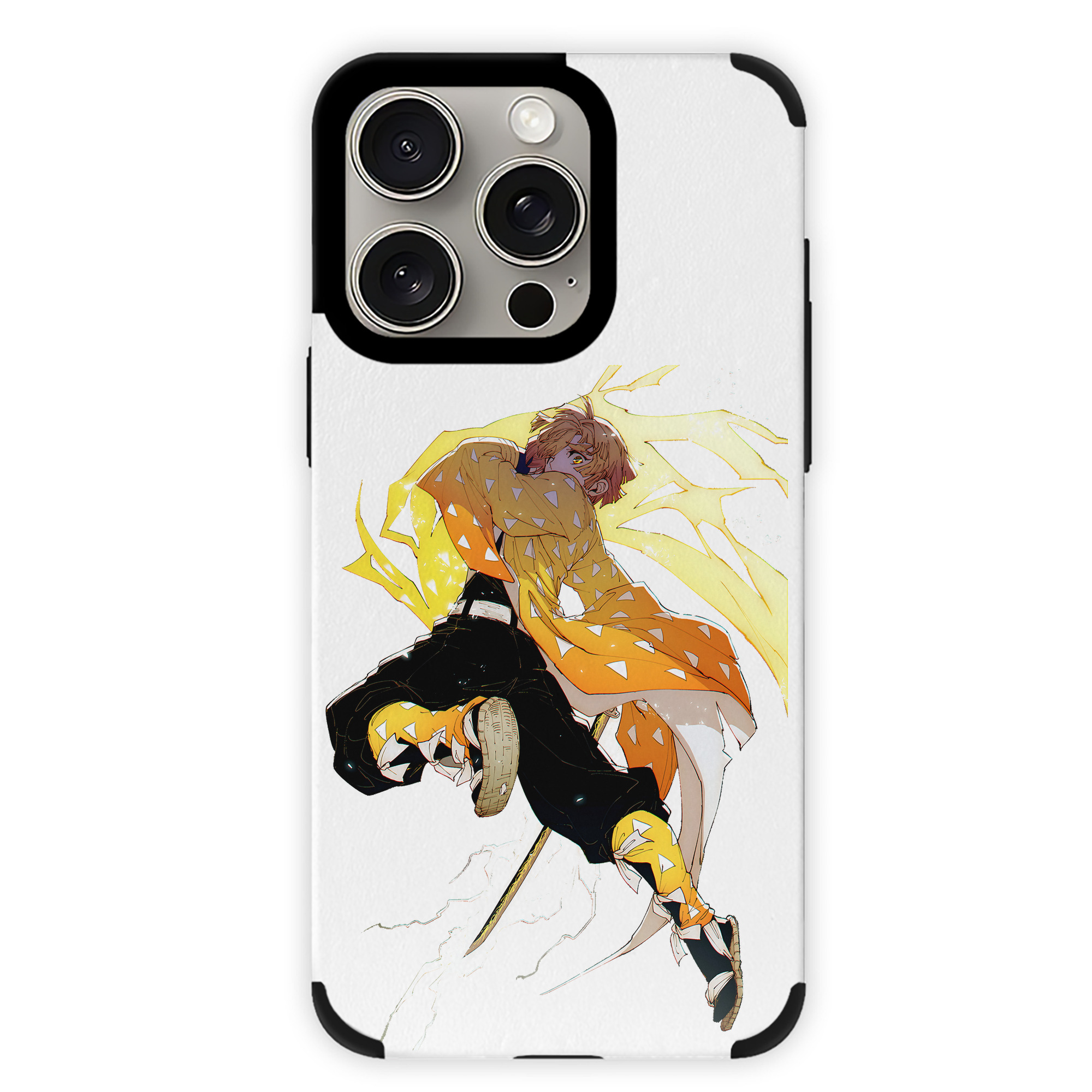 （画像用） 鬼滅の刃（きめつのやいば）我妻 善逸／あがつま ぜんいつ Agatsuma Zenitsu 【iPhone15ProMax対応】 PUレザー スマホケース 耐衝撃＆黄変防止