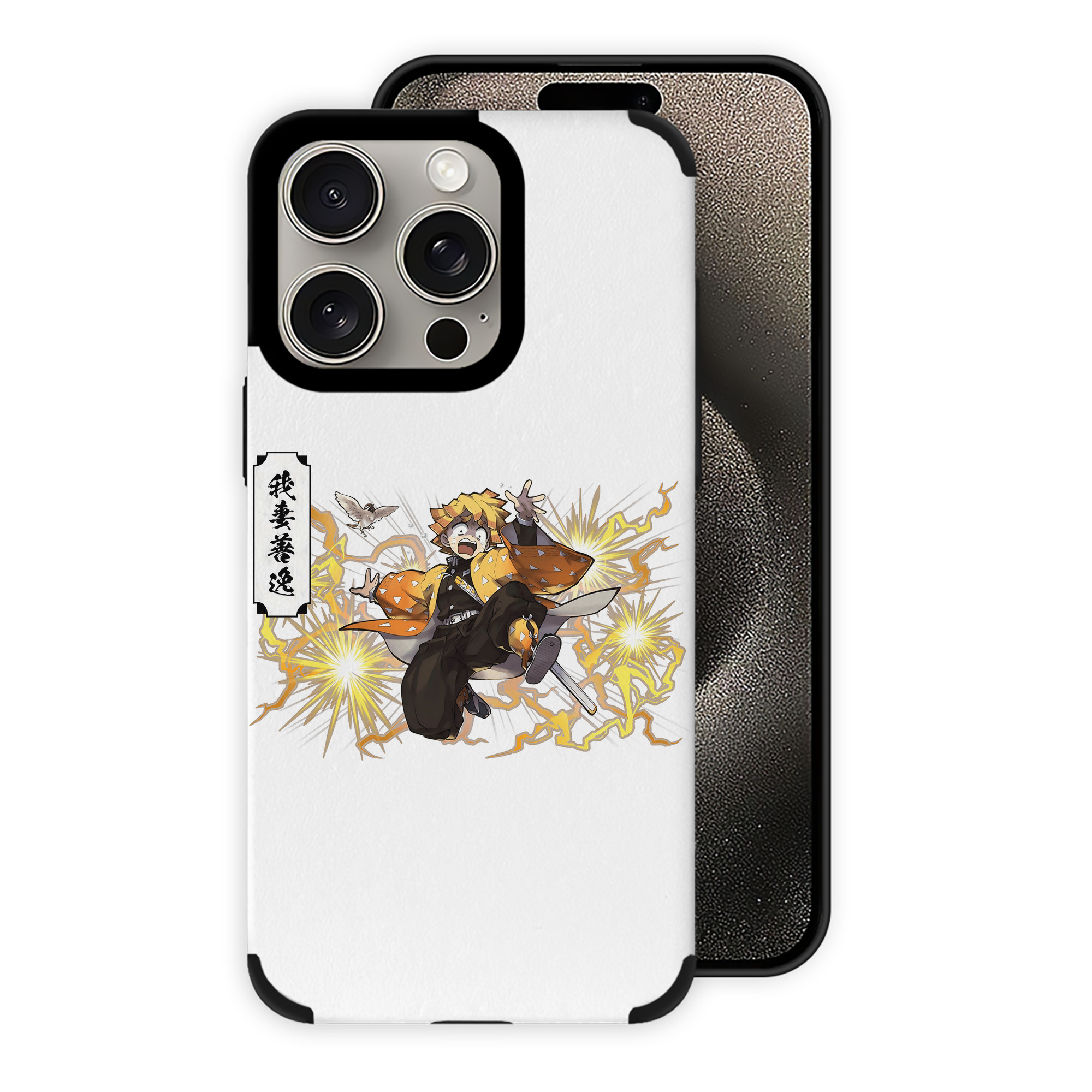 （画像用） 鬼滅の刃（きめつのやいば）我妻 善逸／あがつま ぜんいつ Agatsuma Zenitsu 【iPhone15ProMax対応】 PUレザー スマホケース 耐衝撃＆黄変防止