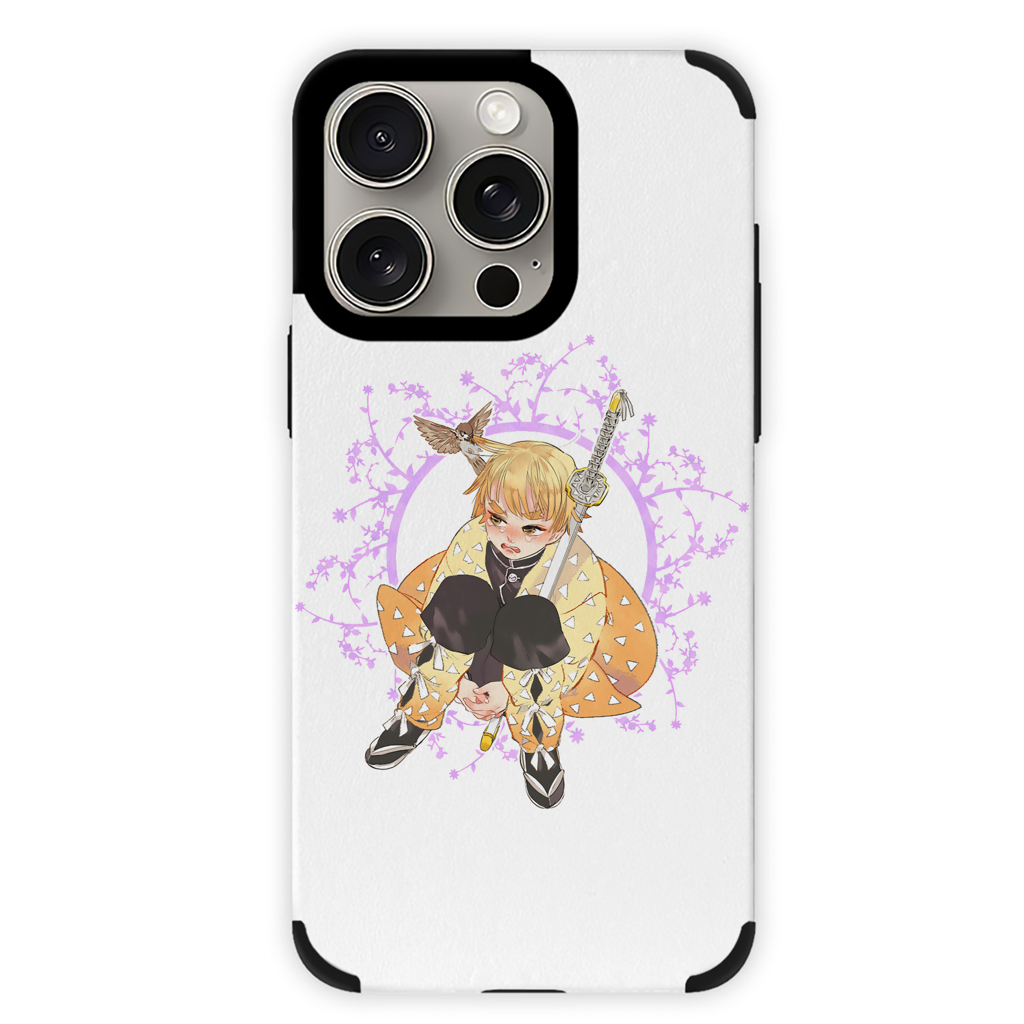 （画像用） 鬼滅の刃（きめつのやいば）我妻 善逸／あがつま ぜんいつ Agatsuma Zenitsu 【iPhone15ProMax対応】 PUレザー スマホケース 耐衝撃＆黄変防止