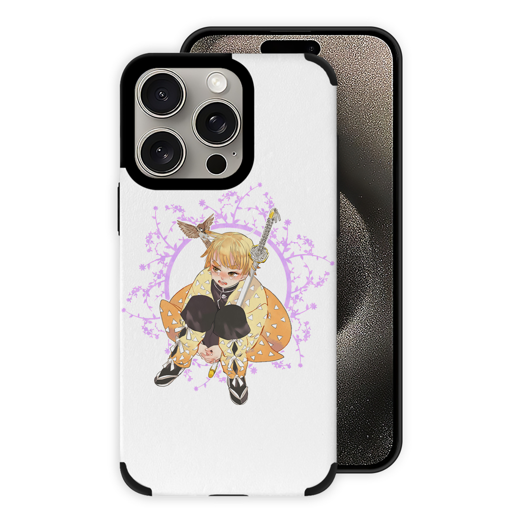 （画像用） 鬼滅の刃（きめつのやいば）我妻 善逸／あがつま ぜんいつ Agatsuma Zenitsu 【iPhone15ProMax対応】 PUレザー スマホケース 耐衝撃＆黄変防止