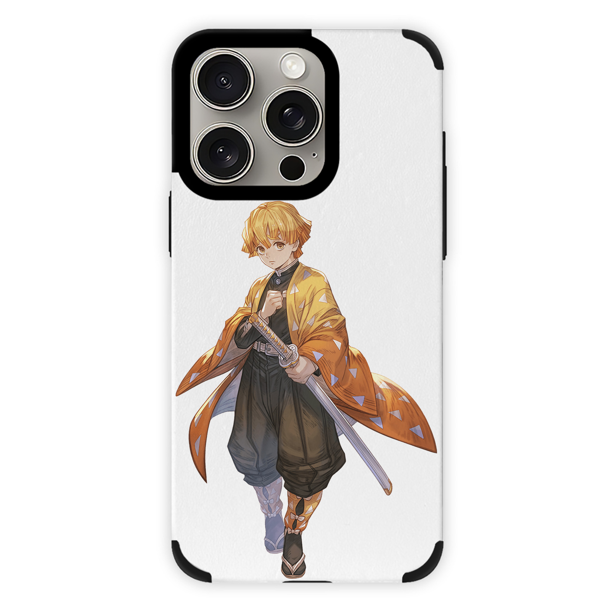 （画像用） 鬼滅の刃（きめつのやいば）我妻 善逸／あがつま ぜんいつ Agatsuma Zenitsu 【iPhone15ProMax対応】 PUレザー スマホケース 耐衝撃＆黄変防止