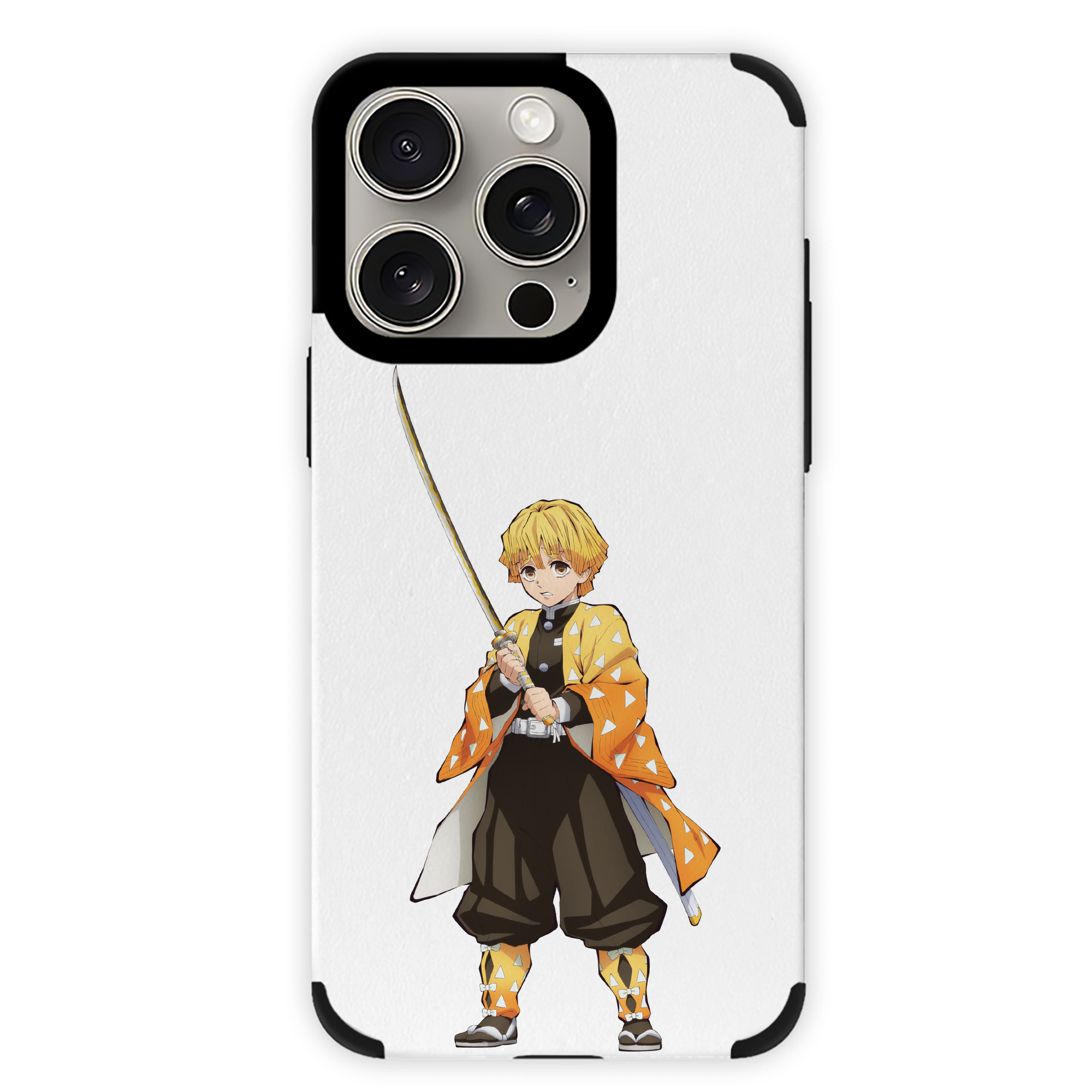 （画像用） 鬼滅の刃（きめつのやいば）我妻 善逸／あがつま ぜんいつ Agatsuma Zenitsu 【iPhone15ProMax対応】 PUレザー スマホケース 耐衝撃＆黄変防止