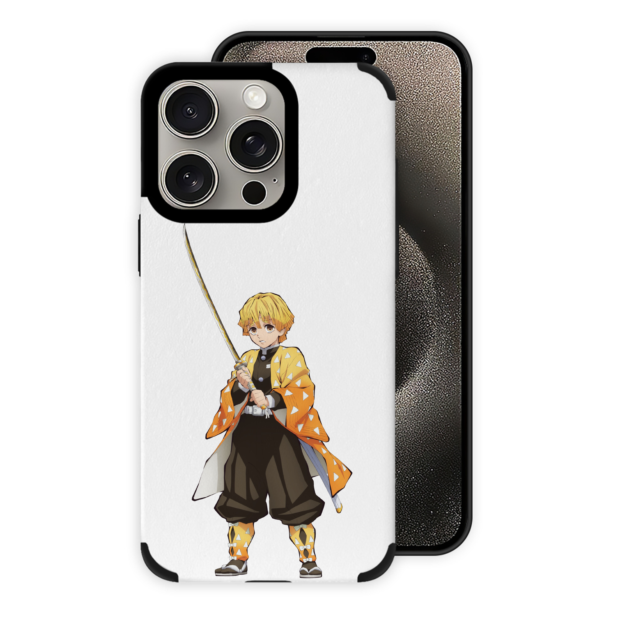 （画像用） 鬼滅の刃（きめつのやいば）我妻 善逸／あがつま ぜんいつ Agatsuma Zenitsu 【iPhone15ProMax対応】 PUレザー スマホケース 耐衝撃＆黄変防止
