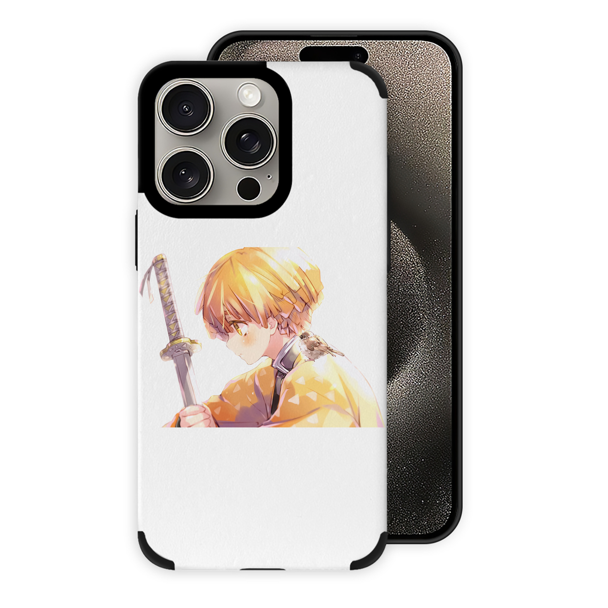 （画像用） 鬼滅の刃（きめつのやいば）我妻 善逸／あがつま ぜんいつ Agatsuma Zenitsu 【iPhone15ProMax対応】 PUレザー スマホケース 耐衝撃＆黄変防止