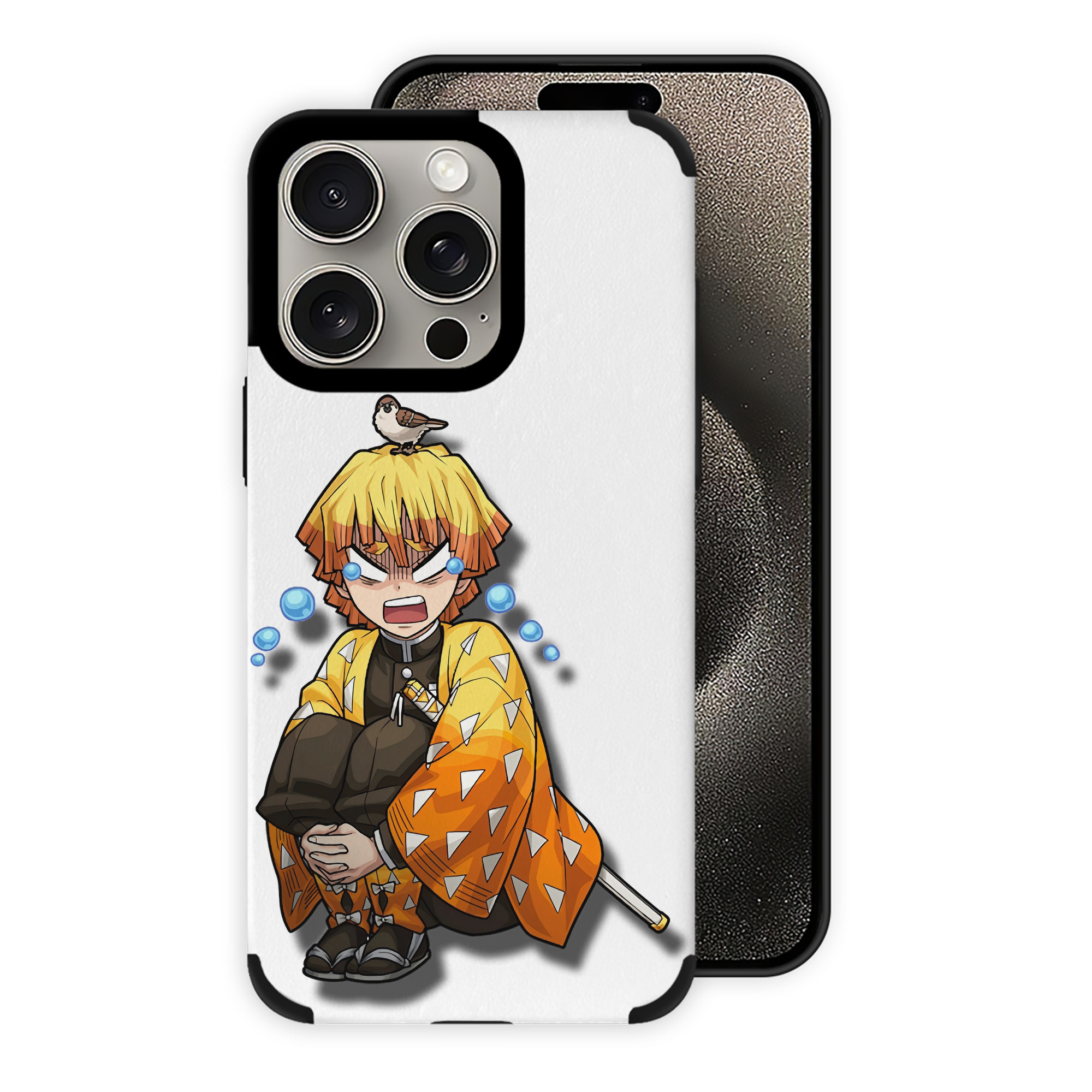 （画像用） 鬼滅の刃（きめつのやいば）我妻 善逸／あがつま ぜんいつ Agatsuma Zenitsu 【iPhone15ProMax対応】 PUレザー スマホケース 耐衝撃＆黄変防止