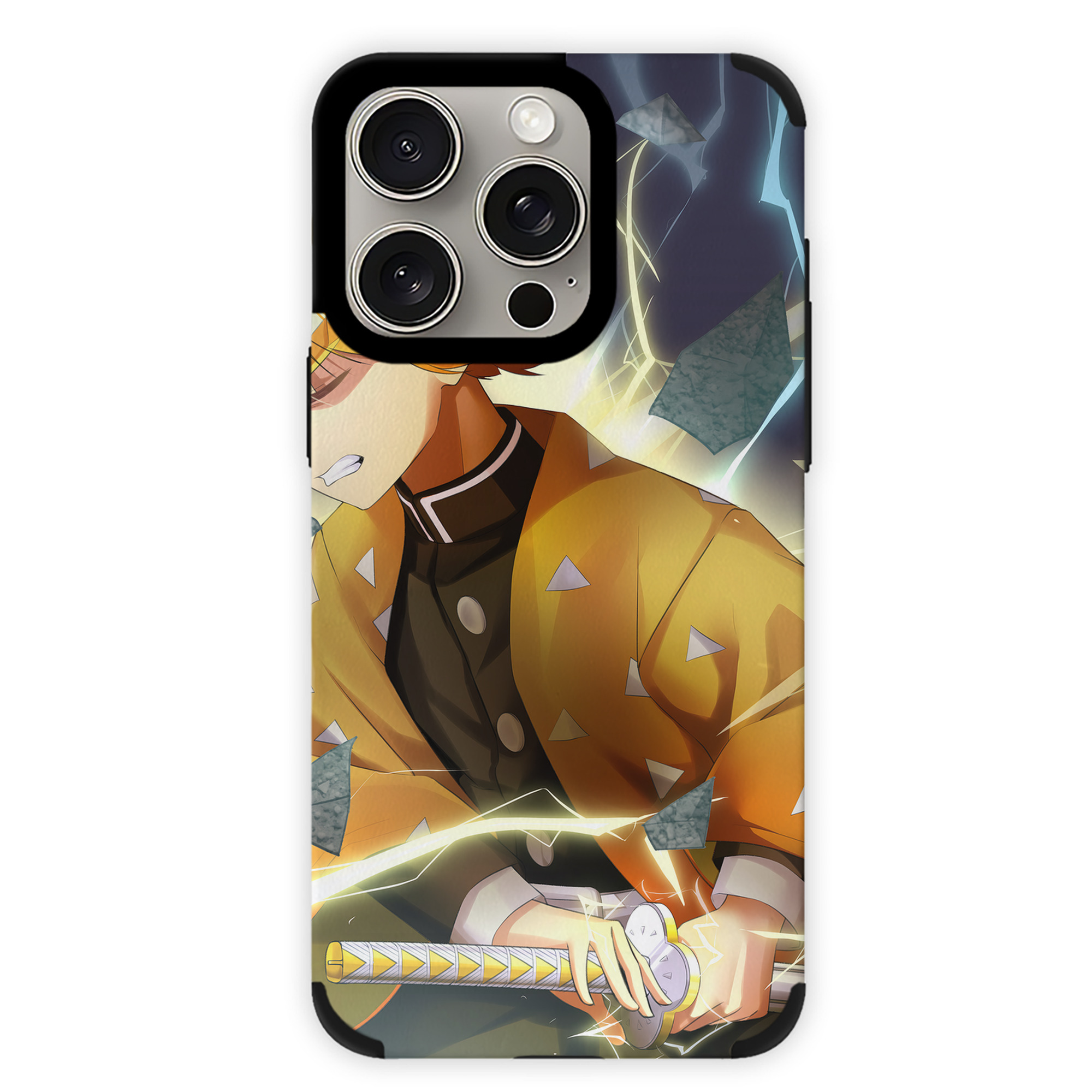 （画像用） 鬼滅の刃（きめつのやいば）我妻 善逸／あがつま ぜんいつ Agatsuma Zenitsu 【iPhone15ProMax対応】 PUレザー スマホケース 耐衝撃＆黄変防止