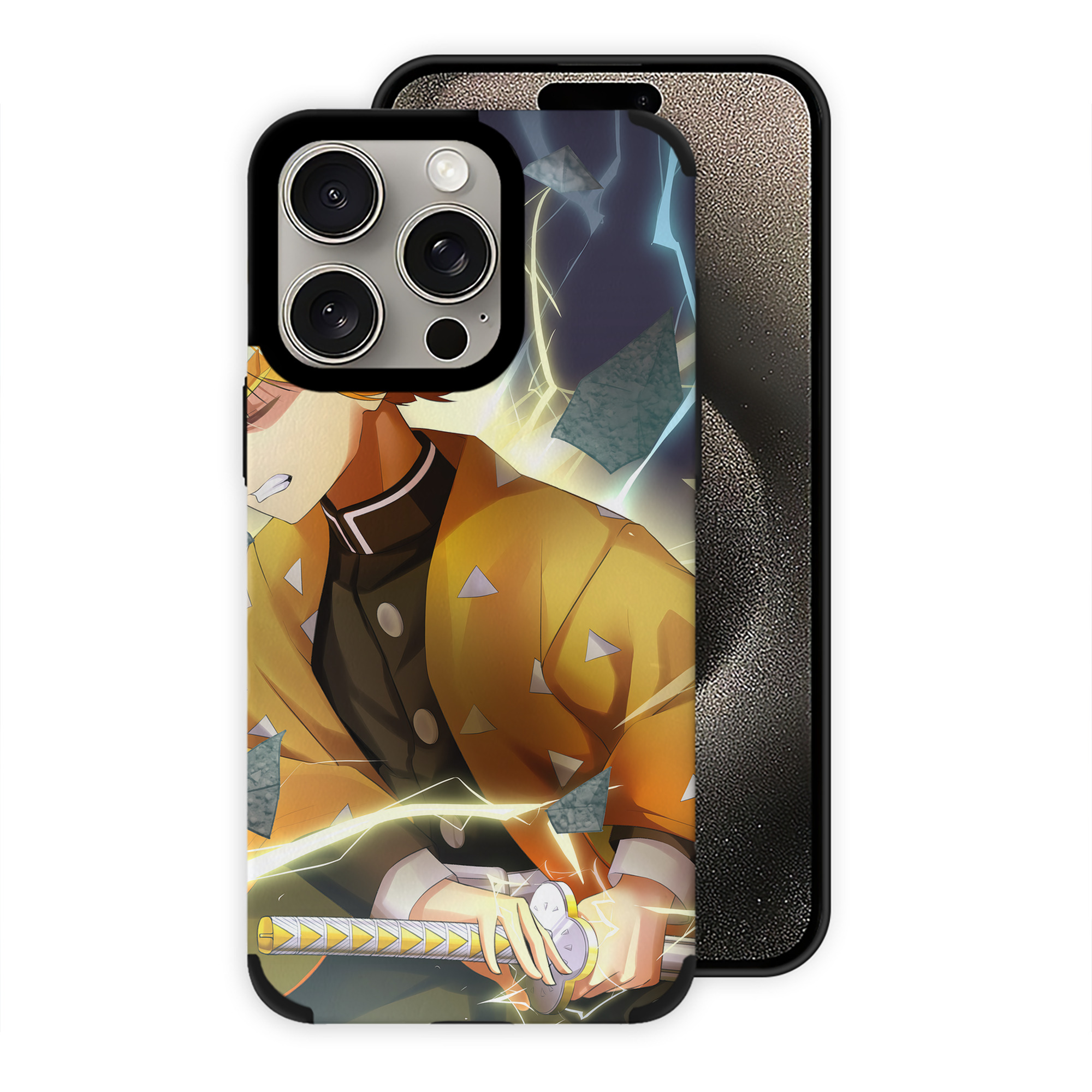 （画像用） 鬼滅の刃（きめつのやいば）我妻 善逸／あがつま ぜんいつ Agatsuma Zenitsu 【iPhone15ProMax対応】 PUレザー スマホケース 耐衝撃＆黄変防止
