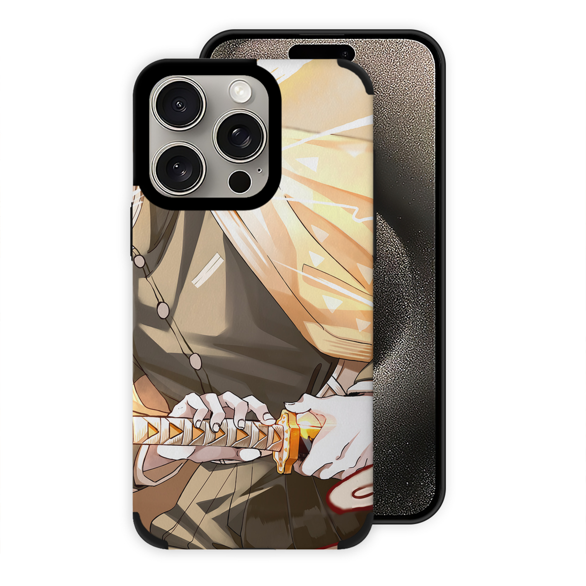 （画像用） 鬼滅の刃（きめつのやいば）我妻 善逸／あがつま ぜんいつ Agatsuma Zenitsu 【iPhone15ProMax対応】 PUレザー スマホケース 耐衝撃＆黄変防止