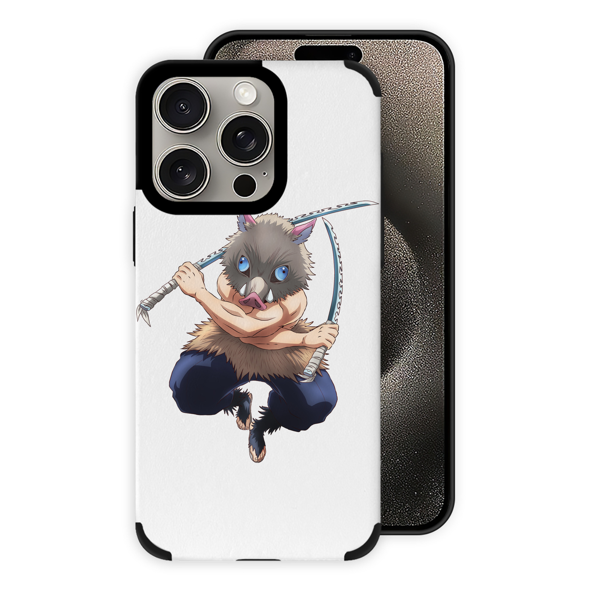 （画像用） 鬼滅の刃（きめつのやいば）嘴平 伊之助／はしびら いのすけ Hashibira Inosuke 【iPhone15ProMax対応】 PUレザー スマホケース 耐衝撃＆黄変防止