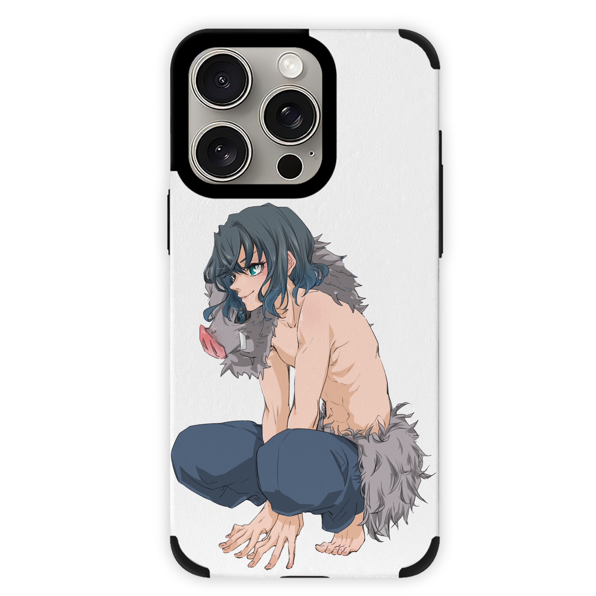 （画像用） 鬼滅の刃（きめつのやいば）嘴平 伊之助／はしびら いのすけ Hashibira Inosuke 【iPhone15ProMax対応】 PUレザー スマホケース 耐衝撃＆黄変防止