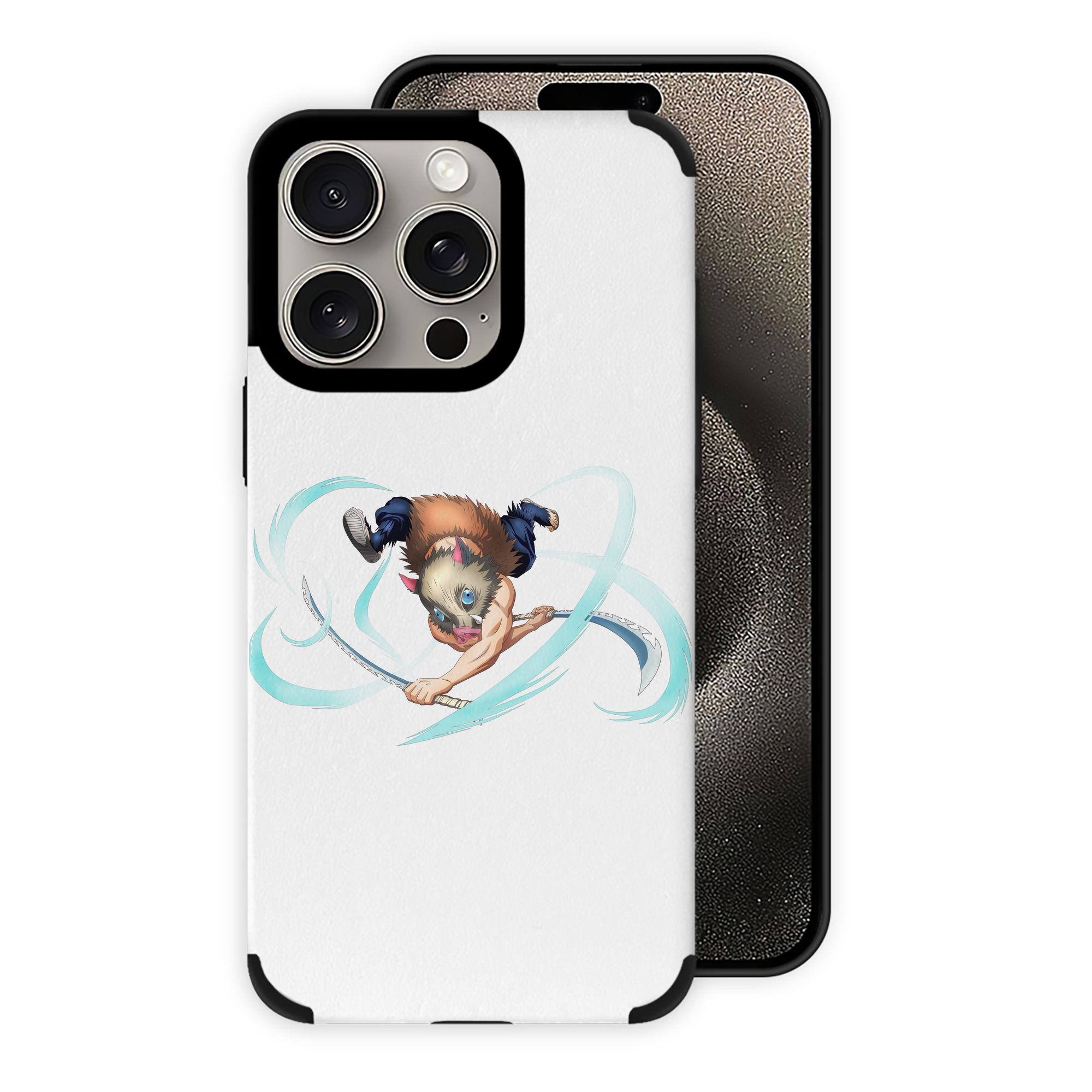 （画像用） 鬼滅の刃（きめつのやいば）嘴平 伊之助／はしびら いのすけ Hashibira Inosuke 【iPhone15ProMax対応】 PUレザー スマホケース 耐衝撃＆黄変防止