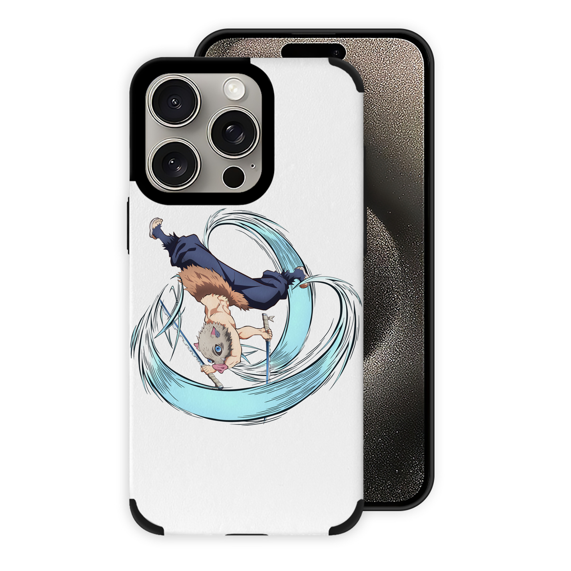 （画像用） 鬼滅の刃（きめつのやいば）嘴平 伊之助／はしびら いのすけ Hashibira Inosuke 【iPhone15ProMax対応】 PUレザー スマホケース 耐衝撃＆黄変防止