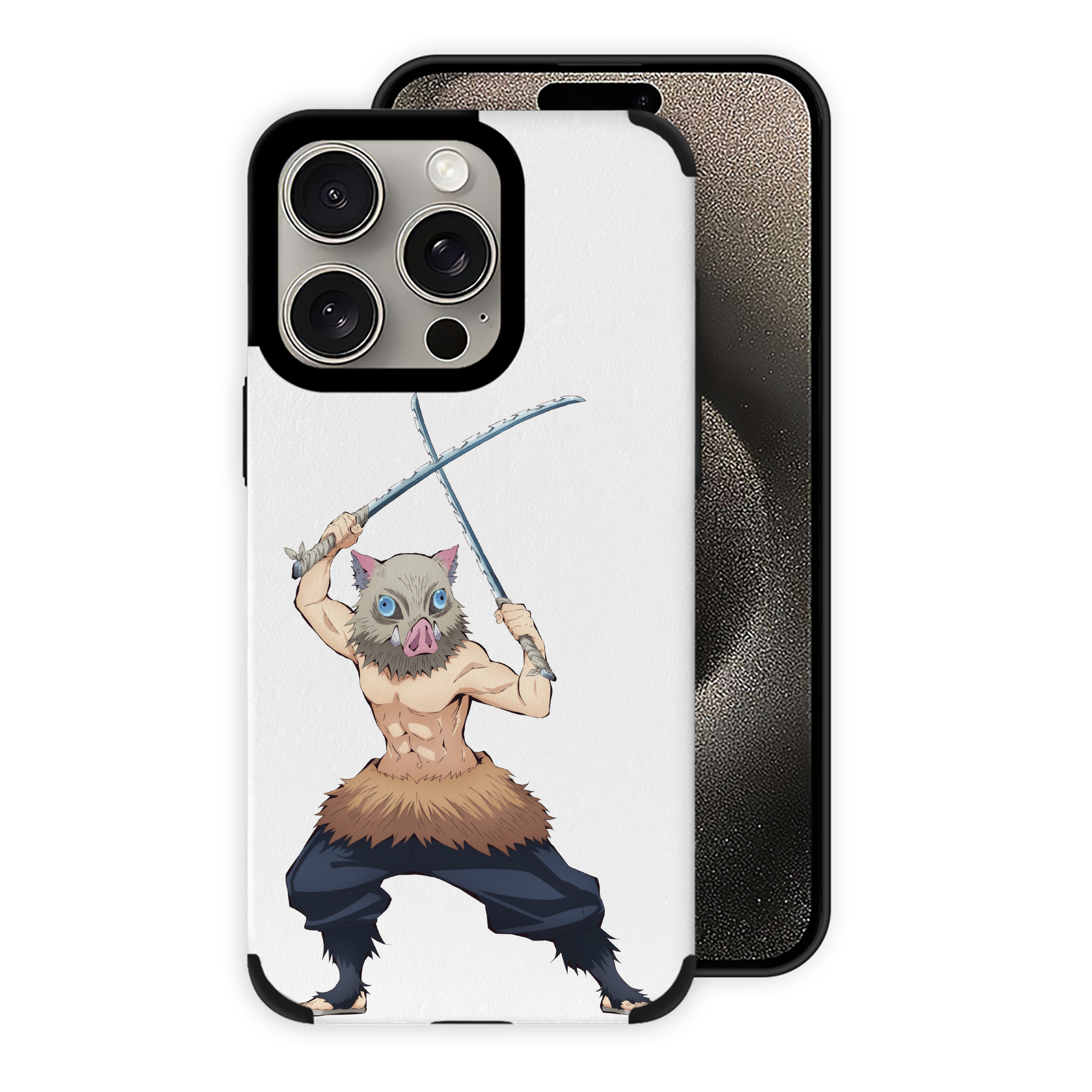 （画像用） 鬼滅の刃（きめつのやいば）嘴平 伊之助／はしびら いのすけ Hashibira Inosuke 【iPhone15ProMax対応】 PUレザー スマホケース 耐衝撃＆黄変防止