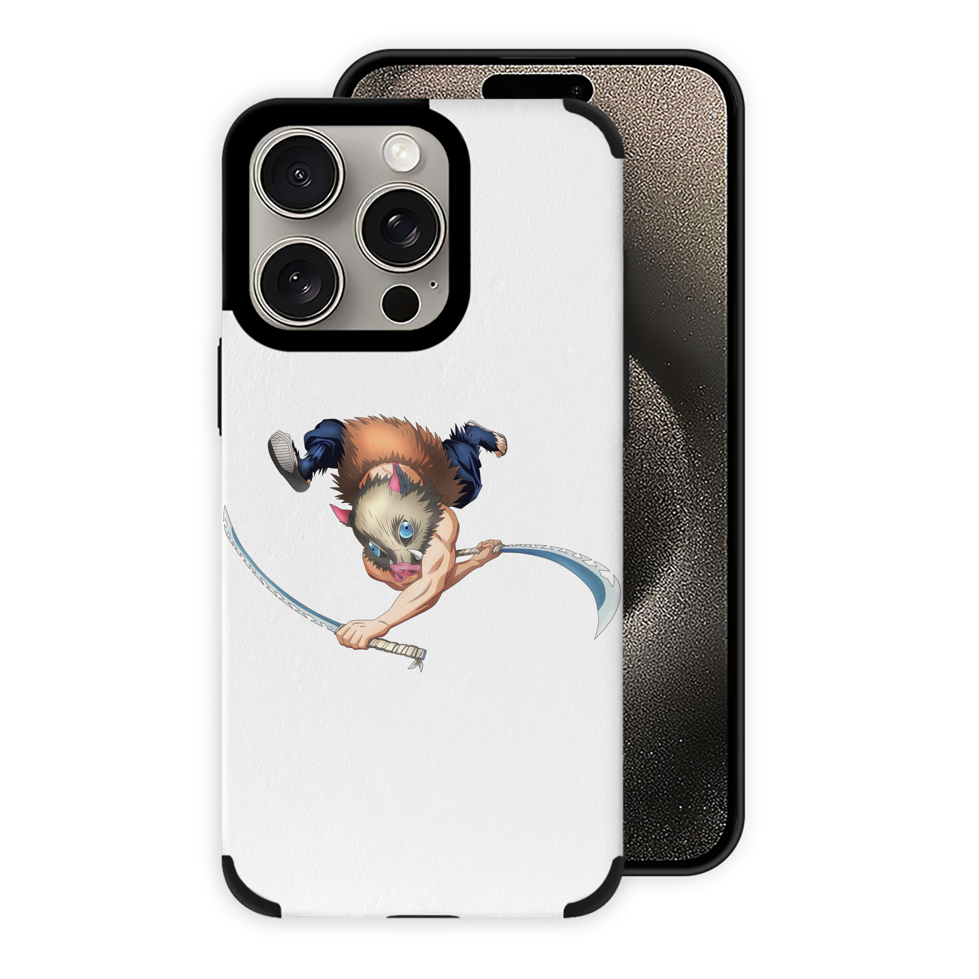 （画像用） 鬼滅の刃（きめつのやいば）嘴平 伊之助／はしびら いのすけ Hashibira Inosuke 【iPhone15ProMax対応】 PUレザー スマホケース 耐衝撃＆黄変防止