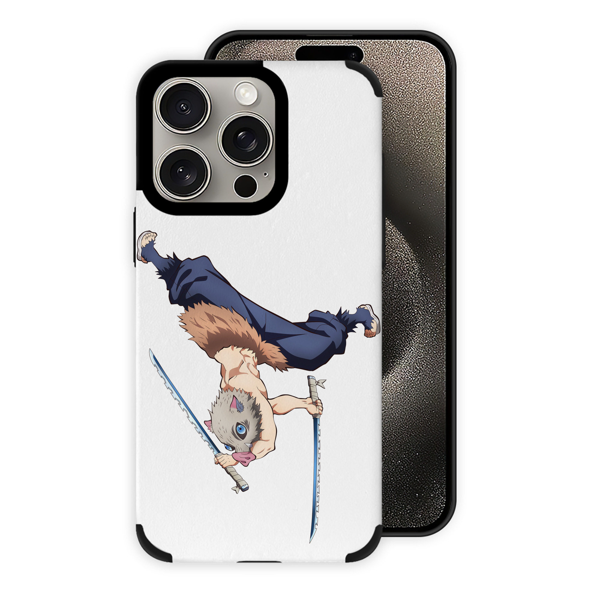 （画像用） 鬼滅の刃（きめつのやいば）嘴平 伊之助／はしびら いのすけ Hashibira Inosuke 【iPhone15ProMax対応】 PUレザー スマホケース 耐衝撃＆黄変防止