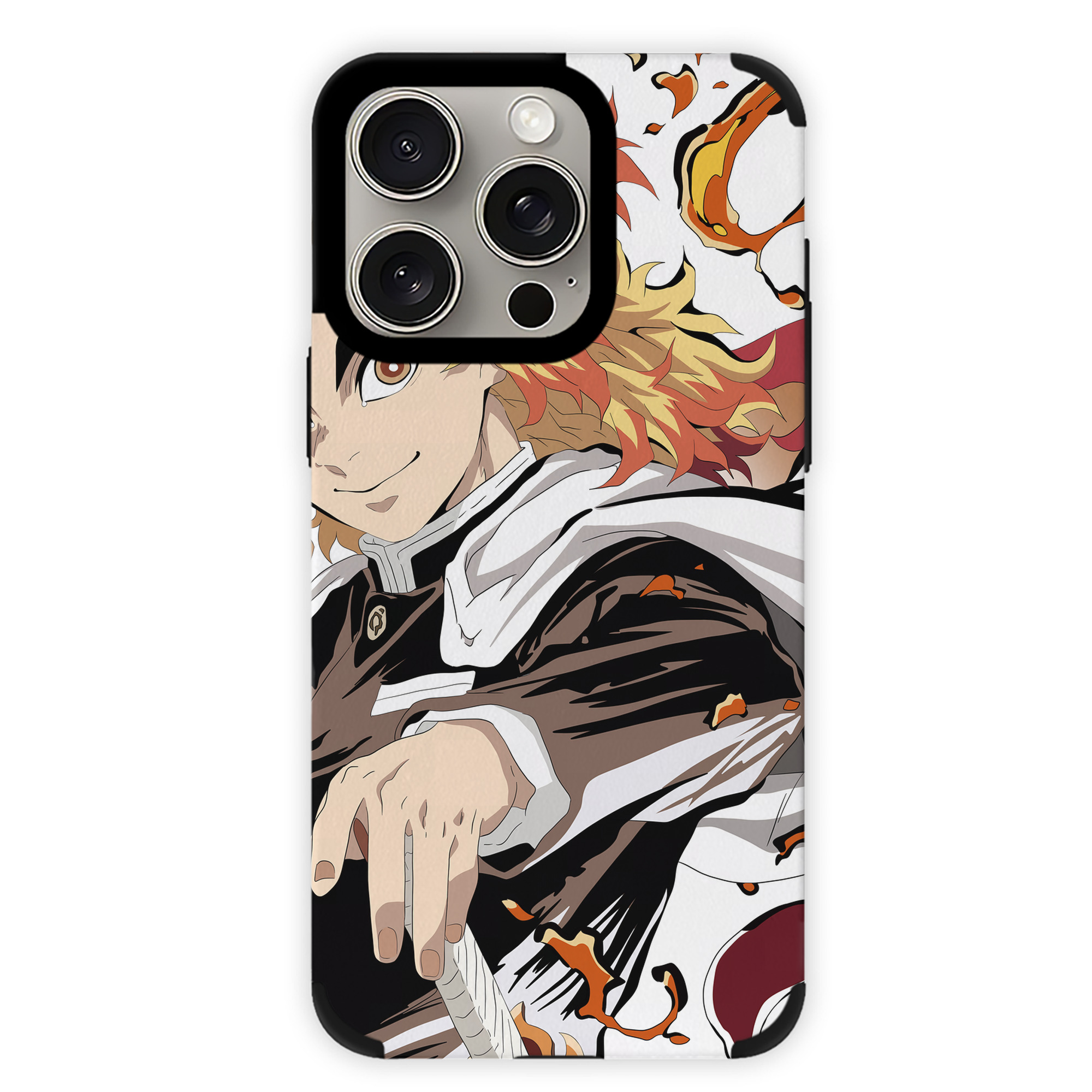 （画像用） 炎柱-煉󠄁獄 杏寿郎／れんごく きょうじゅろう Rengoku Kyoujurou 【iPhone15ProMax対応】 PUレザー スマホケース 耐衝撃＆黄変防止
