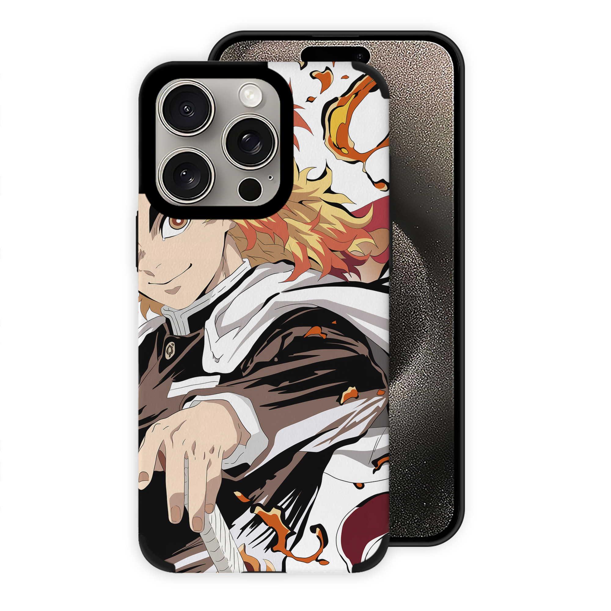 （画像用） 炎柱-煉󠄁獄 杏寿郎／れんごく きょうじゅろう Rengoku Kyoujurou 【iPhone15ProMax対応】 PUレザー スマホケース 耐衝撃＆黄変防止