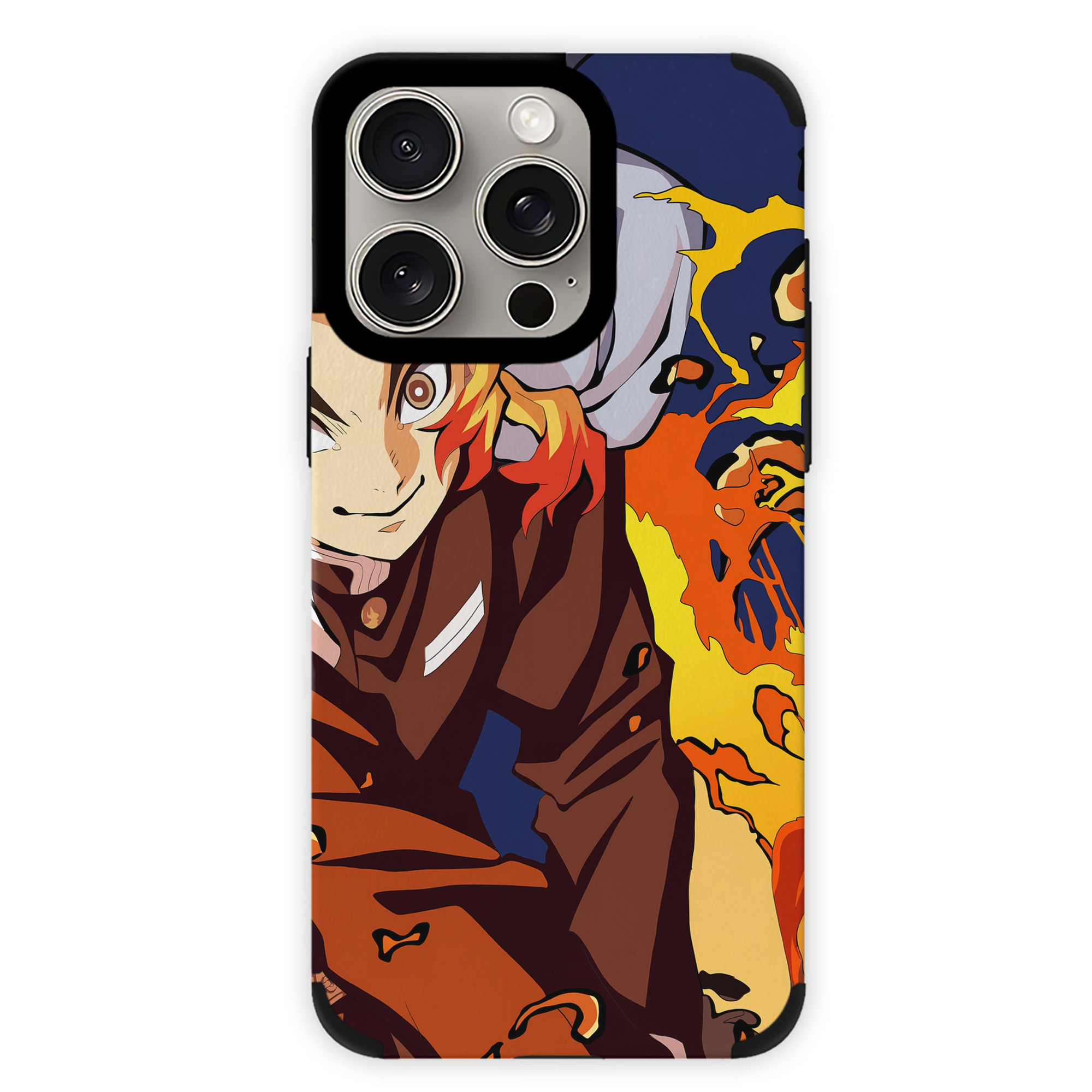 （画像用） 炎柱-煉󠄁獄 杏寿郎／れんごく きょうじゅろう Rengoku Kyoujurou 【iPhone15ProMax対応】 PUレザー スマホケース 耐衝撃＆黄変防止