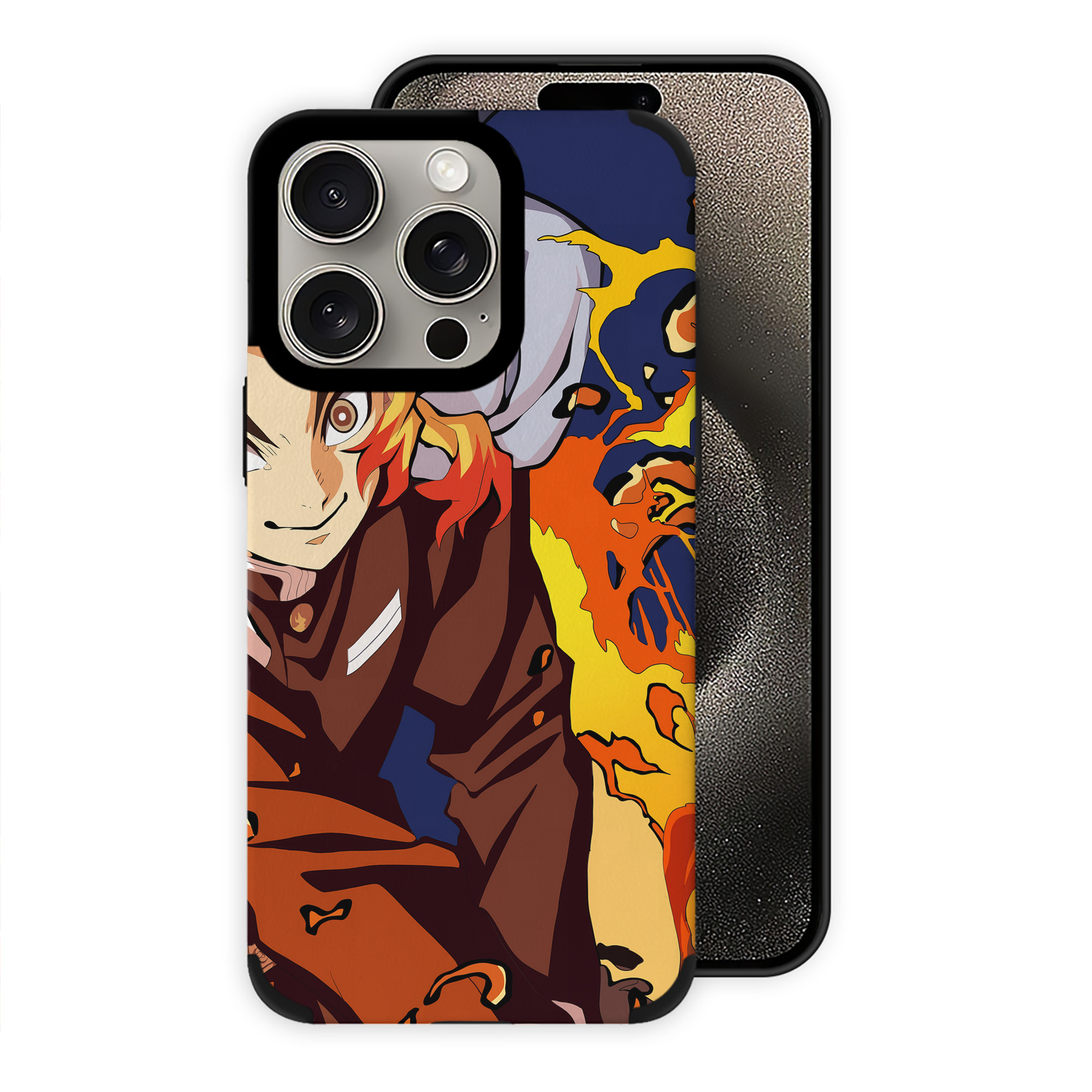 （画像用） 炎柱-煉󠄁獄 杏寿郎／れんごく きょうじゅろう Rengoku Kyoujurou 【iPhone15ProMax対応】 PUレザー スマホケース 耐衝撃＆黄変防止
