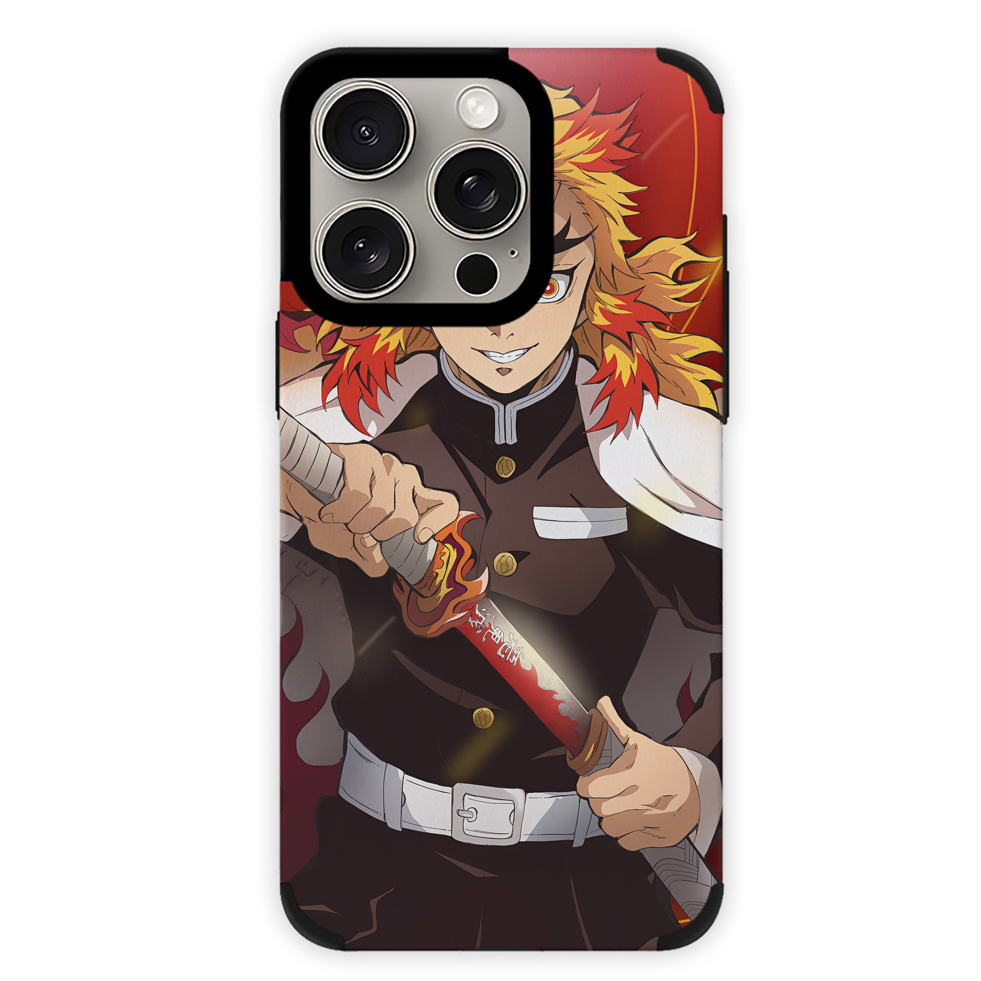 （画像用） 炎柱-煉󠄁獄 杏寿郎／れんごく きょうじゅろう Rengoku Kyoujurou 【iPhone15ProMax対応】 PUレザー スマホケース 耐衝撃＆黄変防止