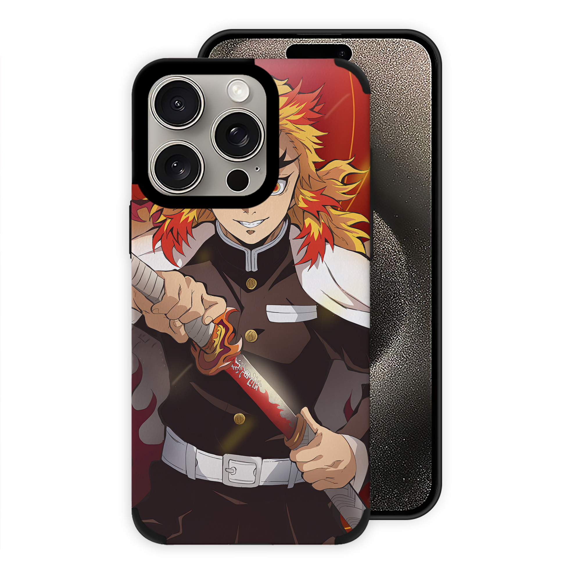 （画像用） 炎柱-煉󠄁獄 杏寿郎／れんごく きょうじゅろう Rengoku Kyoujurou 【iPhone15ProMax対応】 PUレザー スマホケース 耐衝撃＆黄変防止