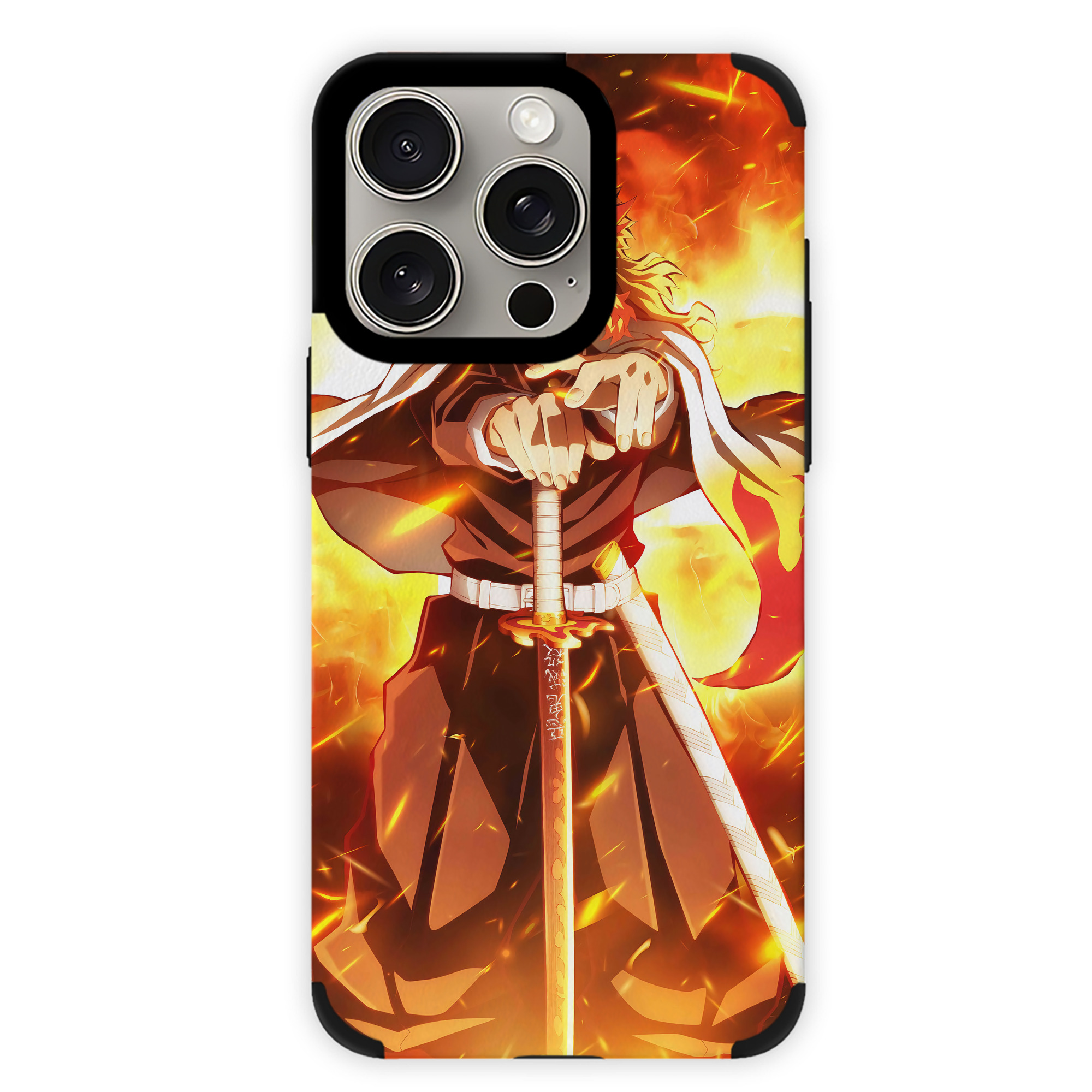 （画像用） 炎柱-煉󠄁獄 杏寿郎／れんごく きょうじゅろう Rengoku Kyoujurou 【iPhone15ProMax対応】 PUレザー スマホケース 耐衝撃＆黄変防止