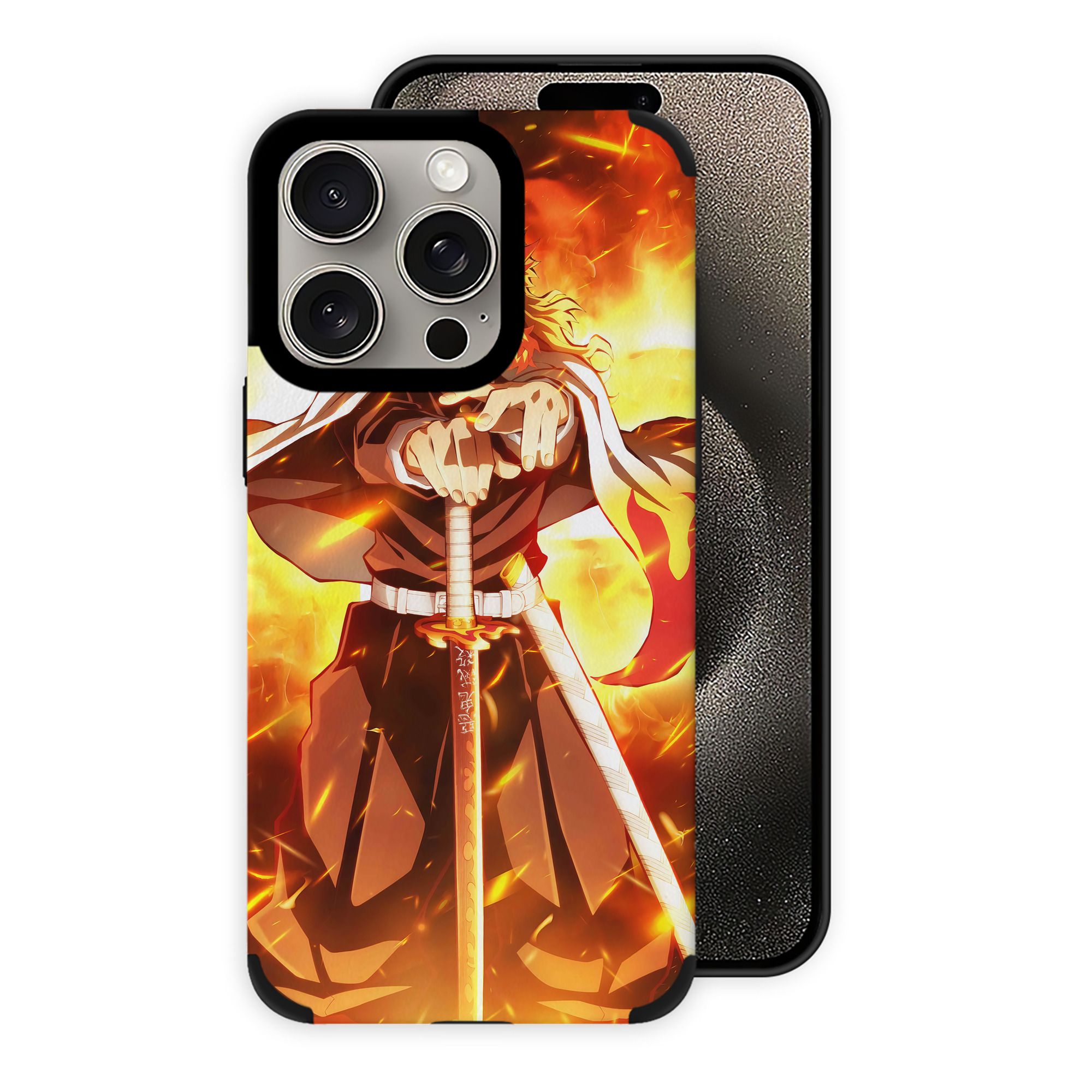 （画像用） 炎柱-煉󠄁獄 杏寿郎／れんごく きょうじゅろう Rengoku Kyoujurou 【iPhone15ProMax対応】 PUレザー スマホケース 耐衝撃＆黄変防止