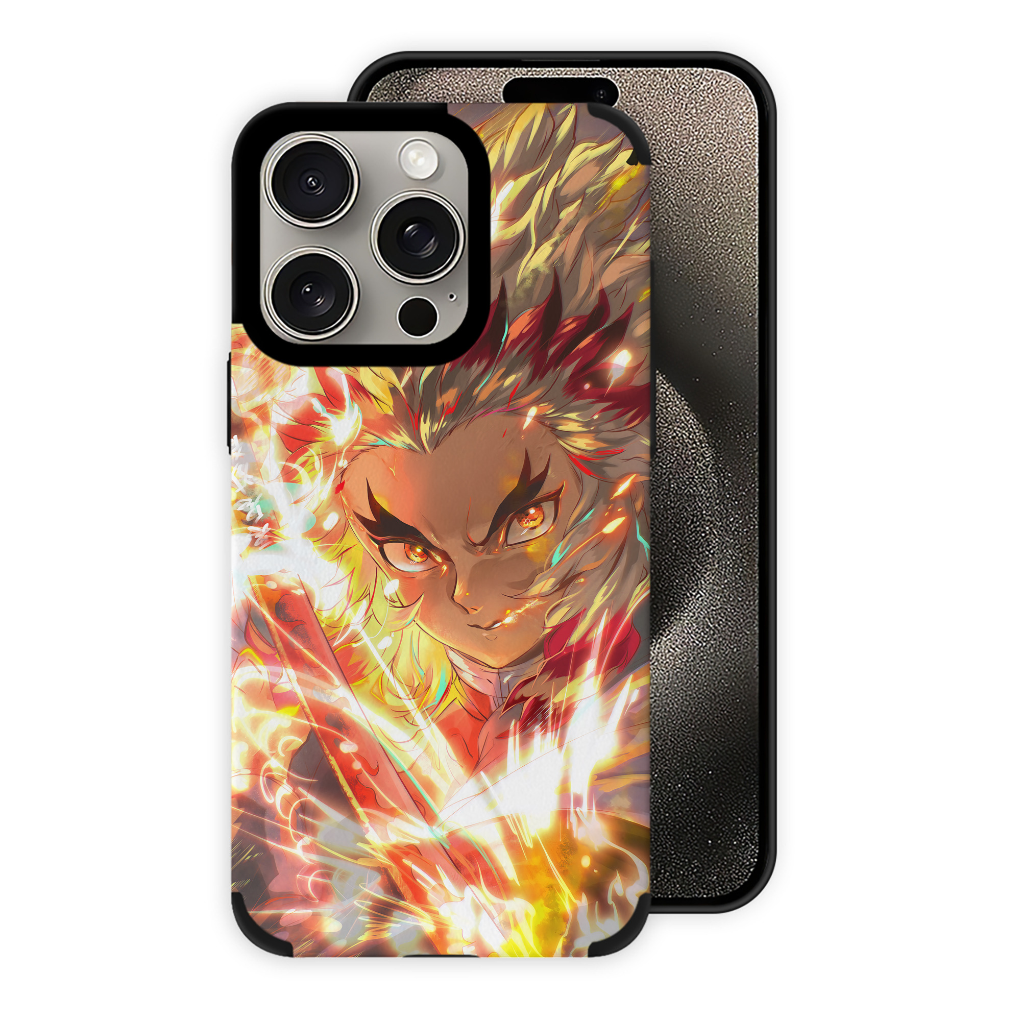 （画像用） 炎柱-煉󠄁獄 杏寿郎／れんごく きょうじゅろう Rengoku Kyoujurou 【iPhone15ProMax対応】 PUレザー スマホケース 耐衝撃＆黄変防止